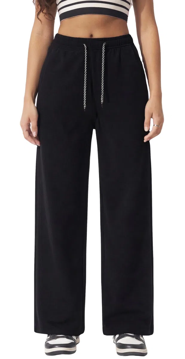 Pantaloni Tuta Donna Larghi Vita Alta con Tasche Pantaloni Sportivi Leggeri e Comodi Jogging Casual Fitness Palestra (IT, Testo, Taglia Unica, Regular, Regular, S/M, Nero)