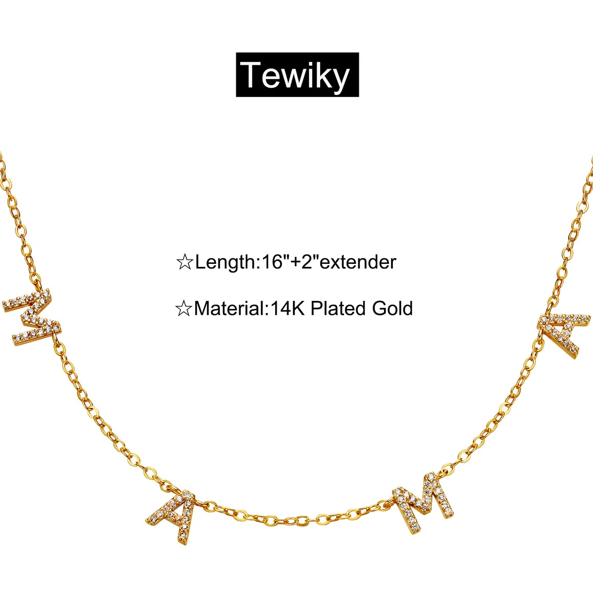 Regali di gioielli dell'amicizia Collana in oro delicato for donna, collana mamma placcata oro 14k Collane mamma con zirconi cubici Semplice catena di lettere in oro Gioielli personalizzati for mamma,