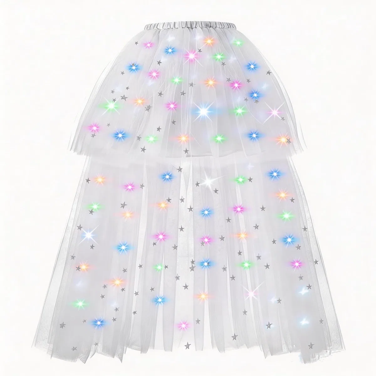 Hifot Gonna Tulle Donna Luminosa,LED Gonne in Tulle tutù Gonna con Luci a LED Luminosi per Vestito Festa Donne e Ragazze - Batteria Non Inclusa