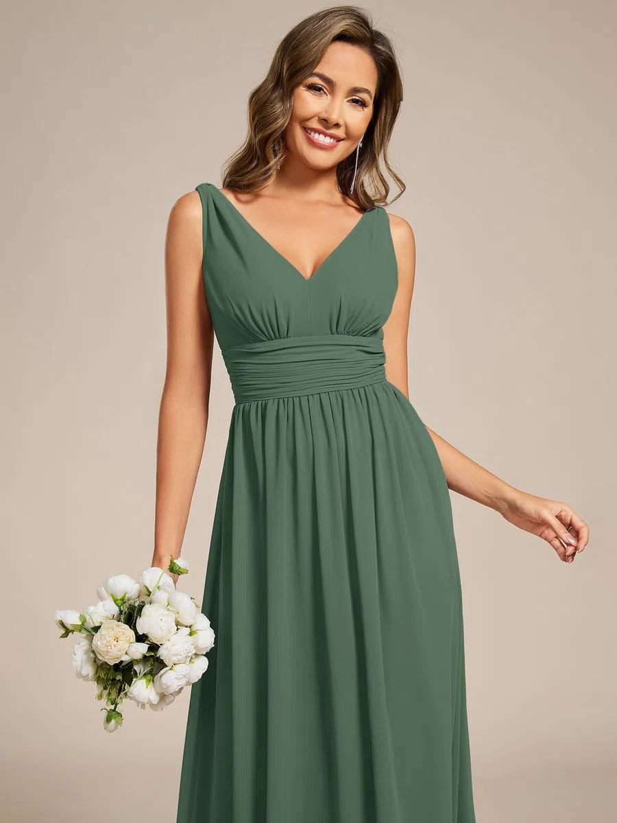Ever-Pretty Abito da Sera Lungo Donna con Increspato in Chiffon Classico 09016