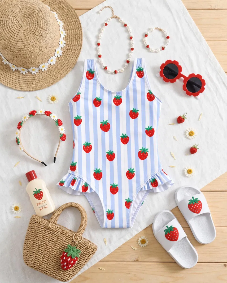 DivingBirds Costume Intero Bambina con Volant, Costume da Bagno Neonata e Bimba con Stampa Margherite, Costume Piscina Mare per Bambina 6 Mesi-4 Anni