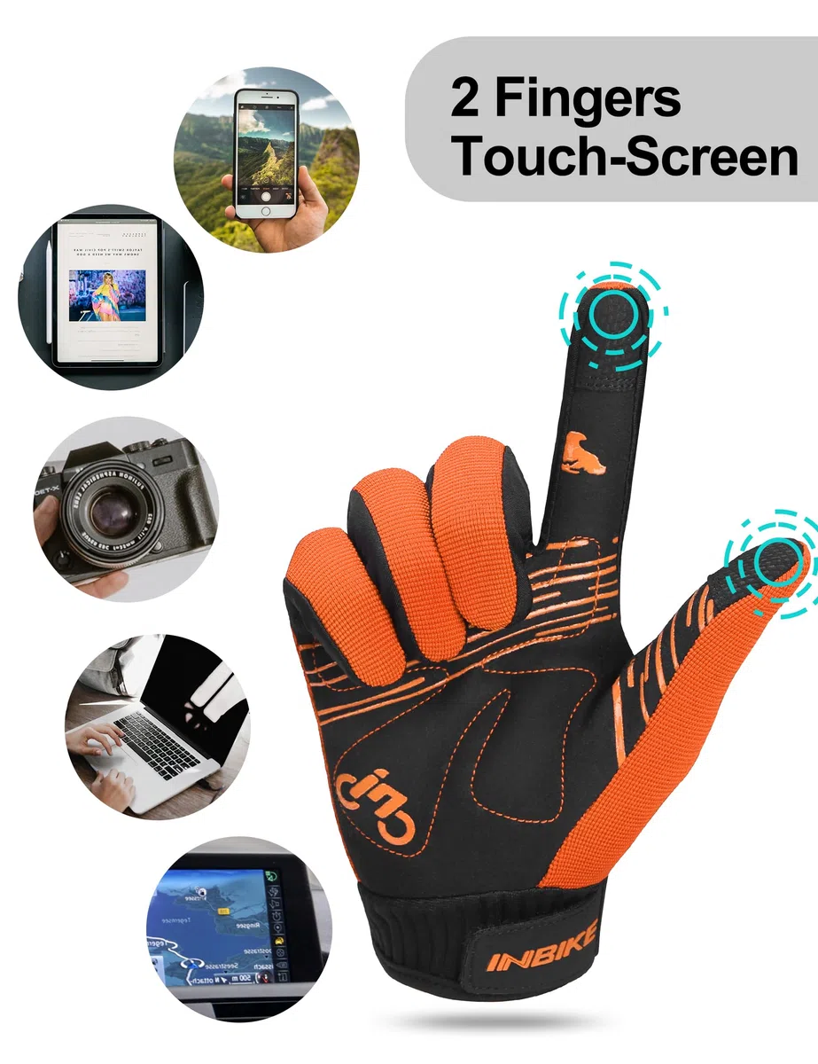 INBIKE Gel Guanti Ciclismo MTB Touchscreen Pieno Dito con Ottima Presa da Bici Unisex