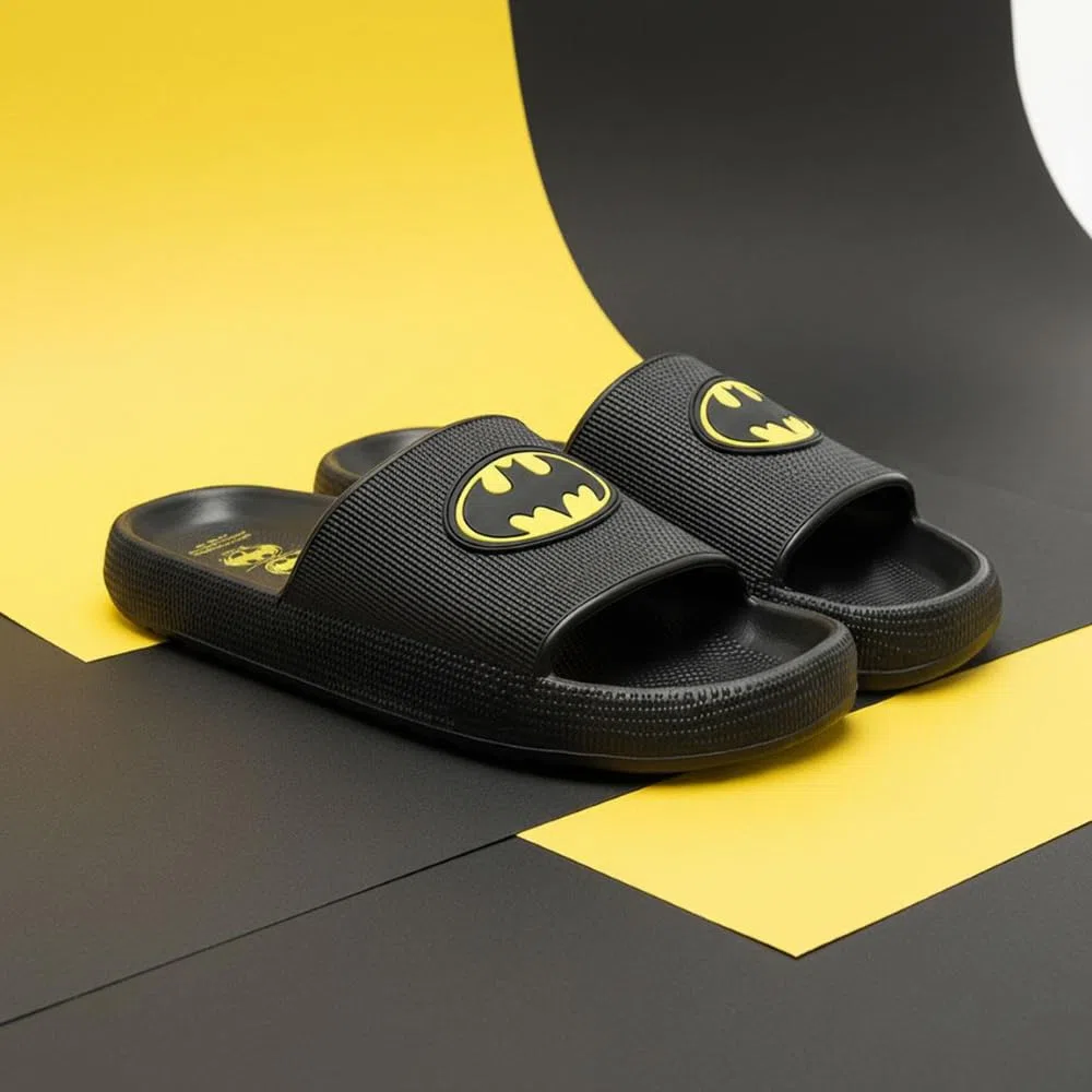 CARTOON Ciabatte Uomo/Donna Batman Infradito/Slide 100% EVA Leggere Antiscivolo Nero con Logo Comode Casa Mare Piscina Idea Regalo Supereroi