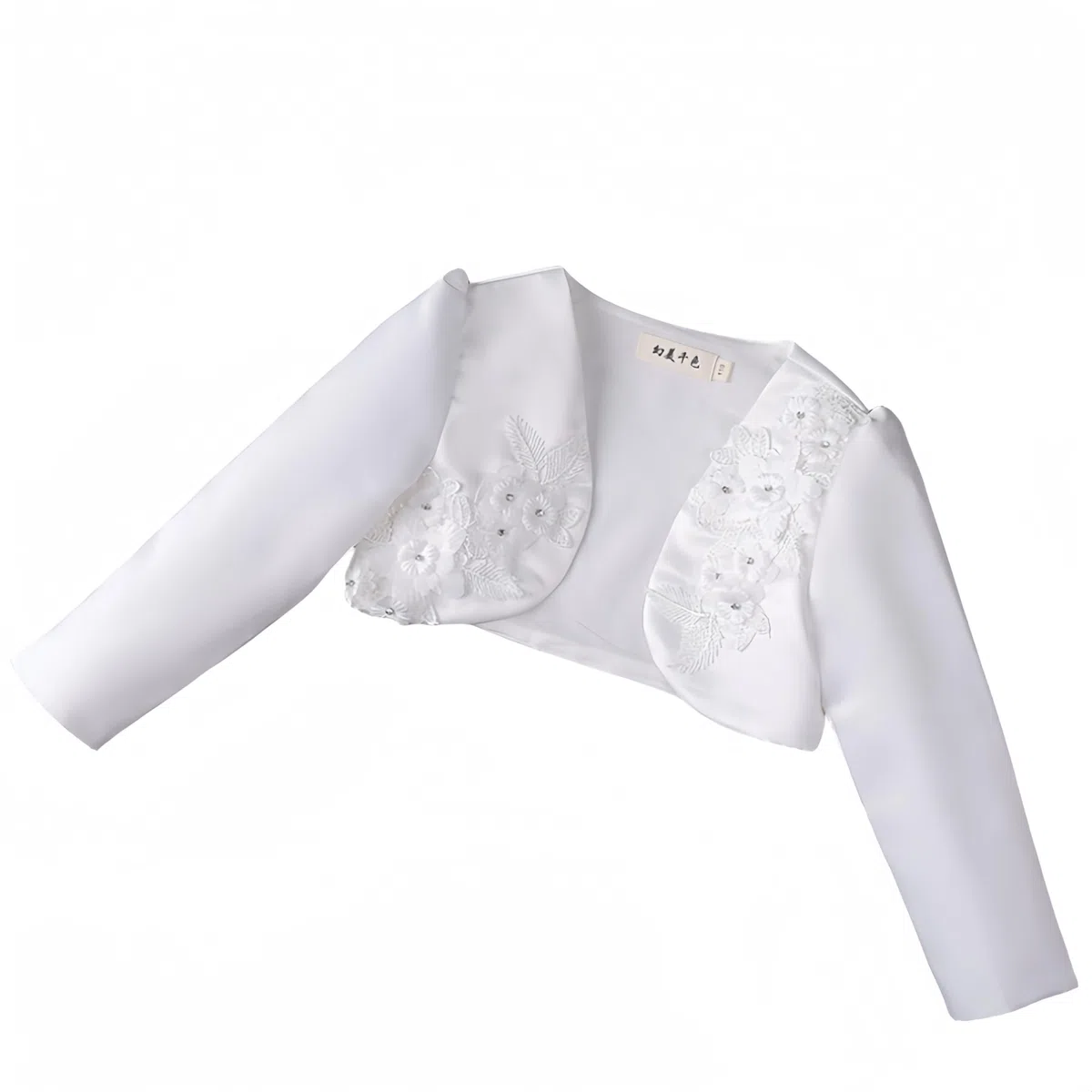 Proumhang Bambini Ragazze Shrug Cardigan Giacca Cover Up,Maniche Lunghe Fiore Raso Aperto Davanti Scialle Bolero,Matrimonio,Damigella d'Onore,Festa di Compleanno,Principessa
