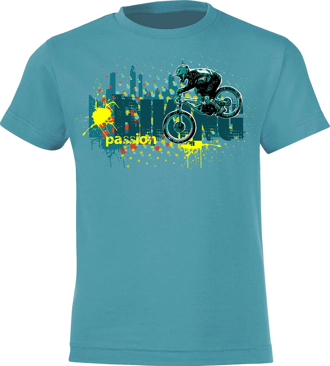 Maglietta da Bicicletta per Bambini : Biking Passion - MTB Mountain-Bike - Idea Regalo Bambino Bambina - T-Shirt Ciclista - Camicia Bici Velo Downhill - Sport Maglia Ciclismo