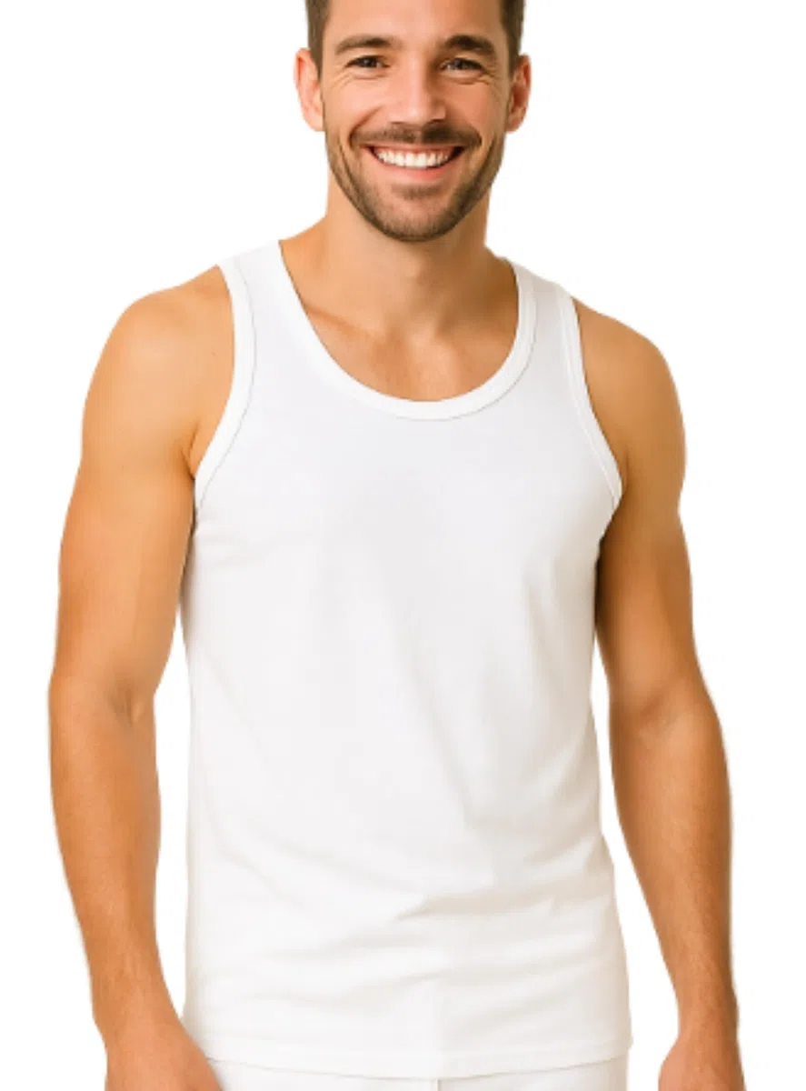VP PINUCCIO VENEGONI - Set 3 Canottiere Uomo Cotone 100% Mercerizzato, Spalla Larga, Bianche, Intimo Uomo Traspirante, Made in Italy
