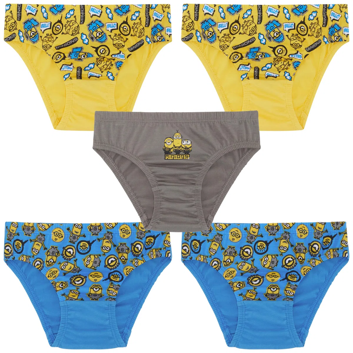 Minions Confezione da Cinque Slip Cattivissimo Me in 100% Cotone