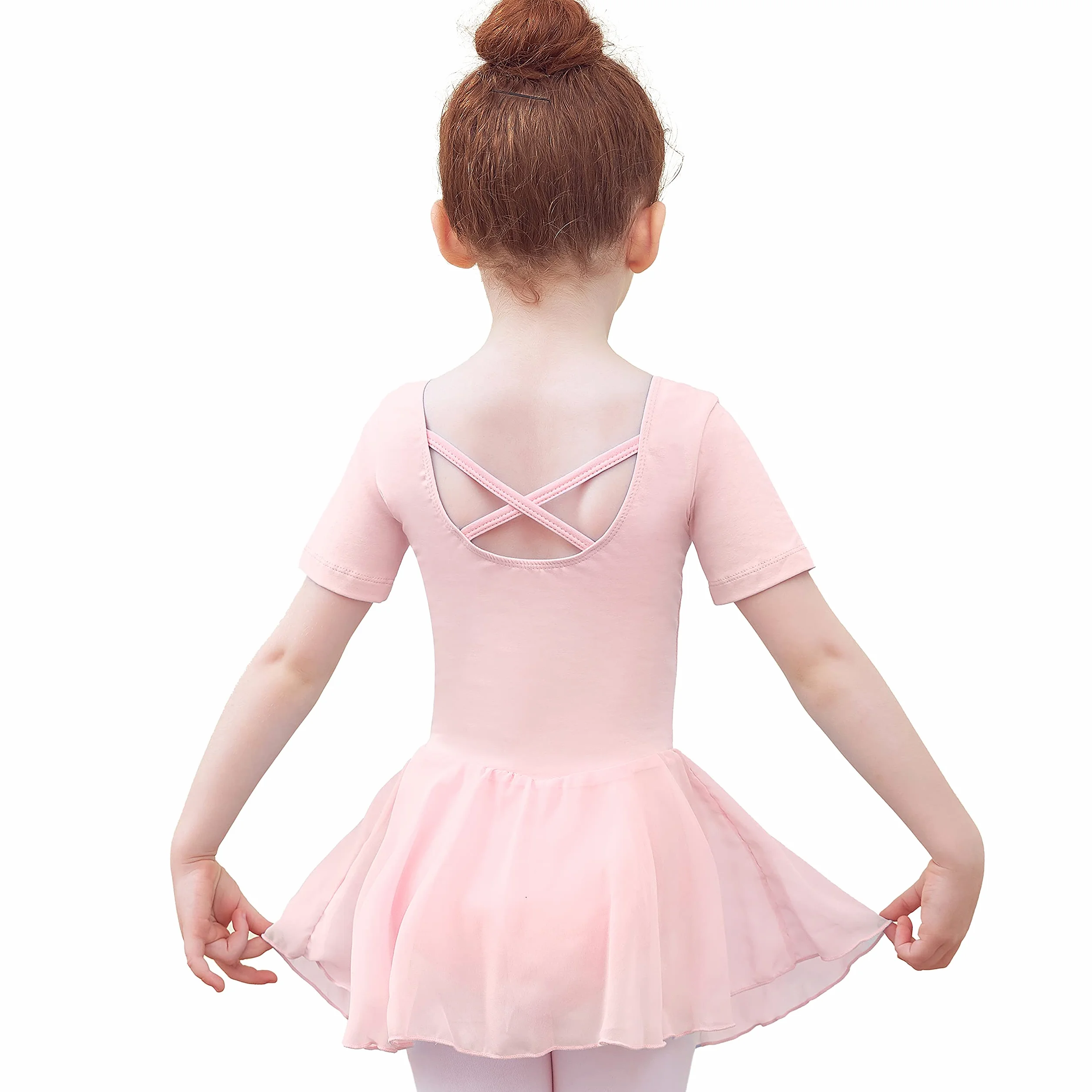 Ragazza Vestito da Balletto Body Danza Tutu da Balletto Leotard Vestito Ginnastica Manica/Lunga Corta Ballet Outfit con Chiffon Gonna