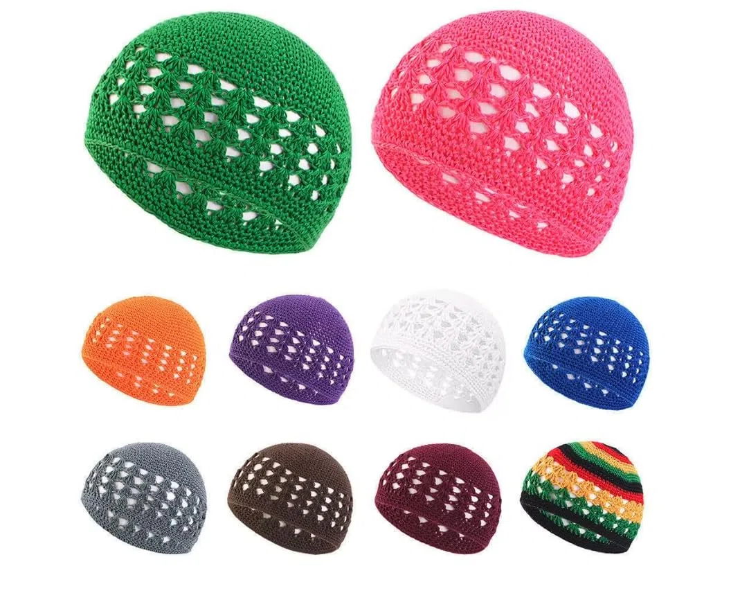 Cappello lavorato a maglia all'uncinetto, stile Abba, blu reale, design traspirante a trama aperta, copricapo da donna