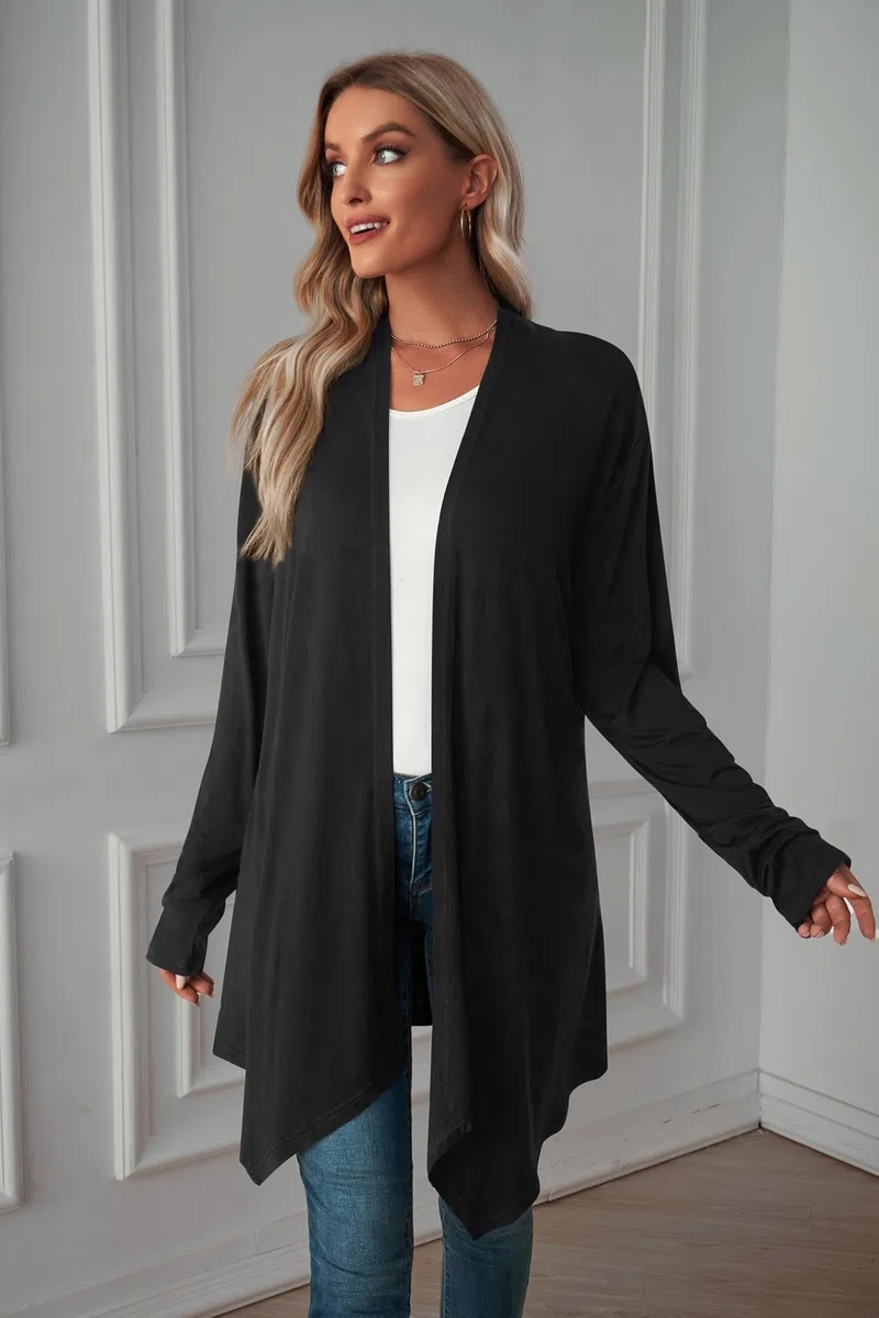 Cardigan Donna Lungo Manica Lunga Cardigan Leggero Estivo Autunnale Coprispalle Elegante Casual