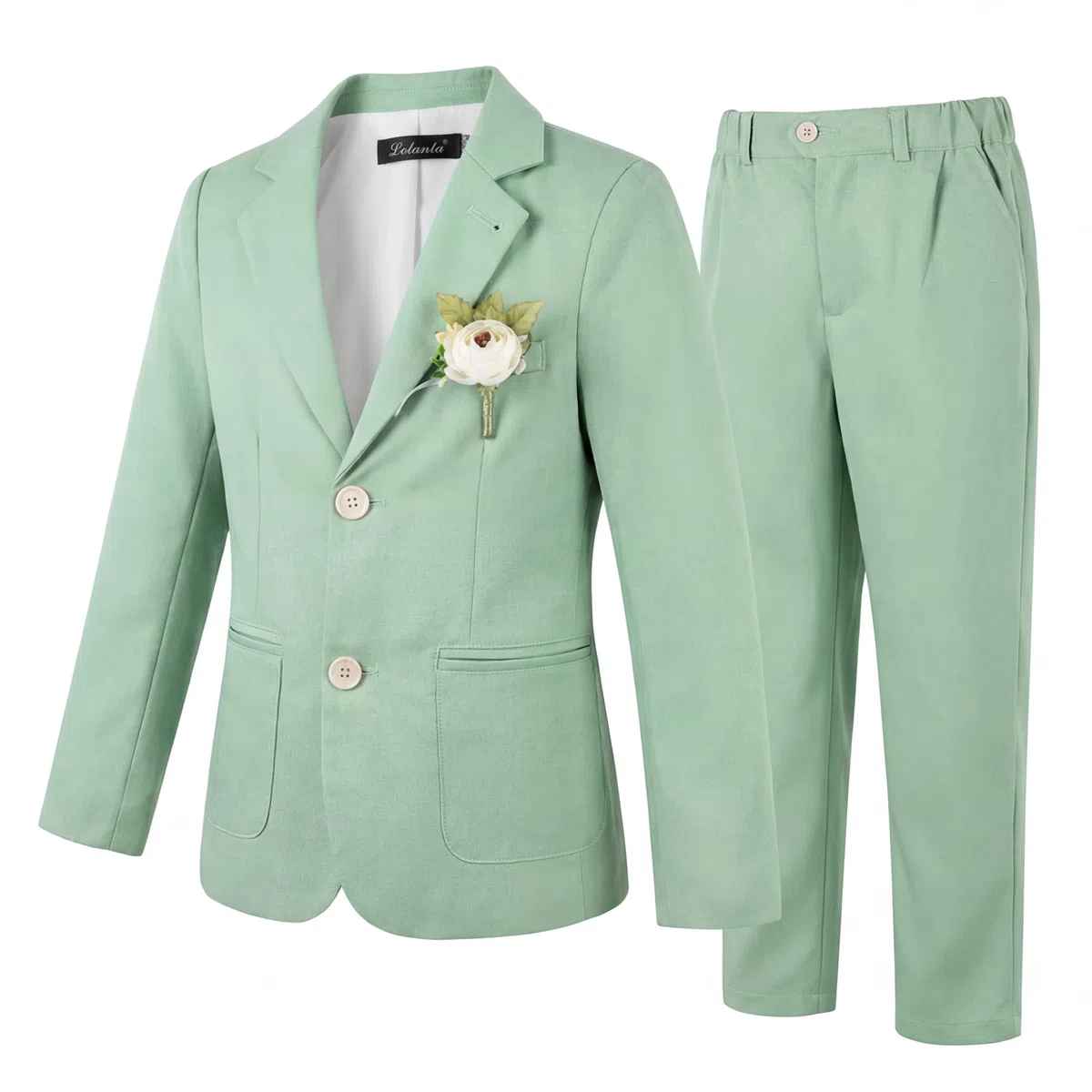 LOLANTA 2 Pezzi Completo Giacca e Pantaloni in Lino per Bambino, Abito Cerimonia Elegante Bambino, Ragazzi Paggetto Matrimoni Battesimo Abito in Lino Suit Set, Giacca+Pantaloni