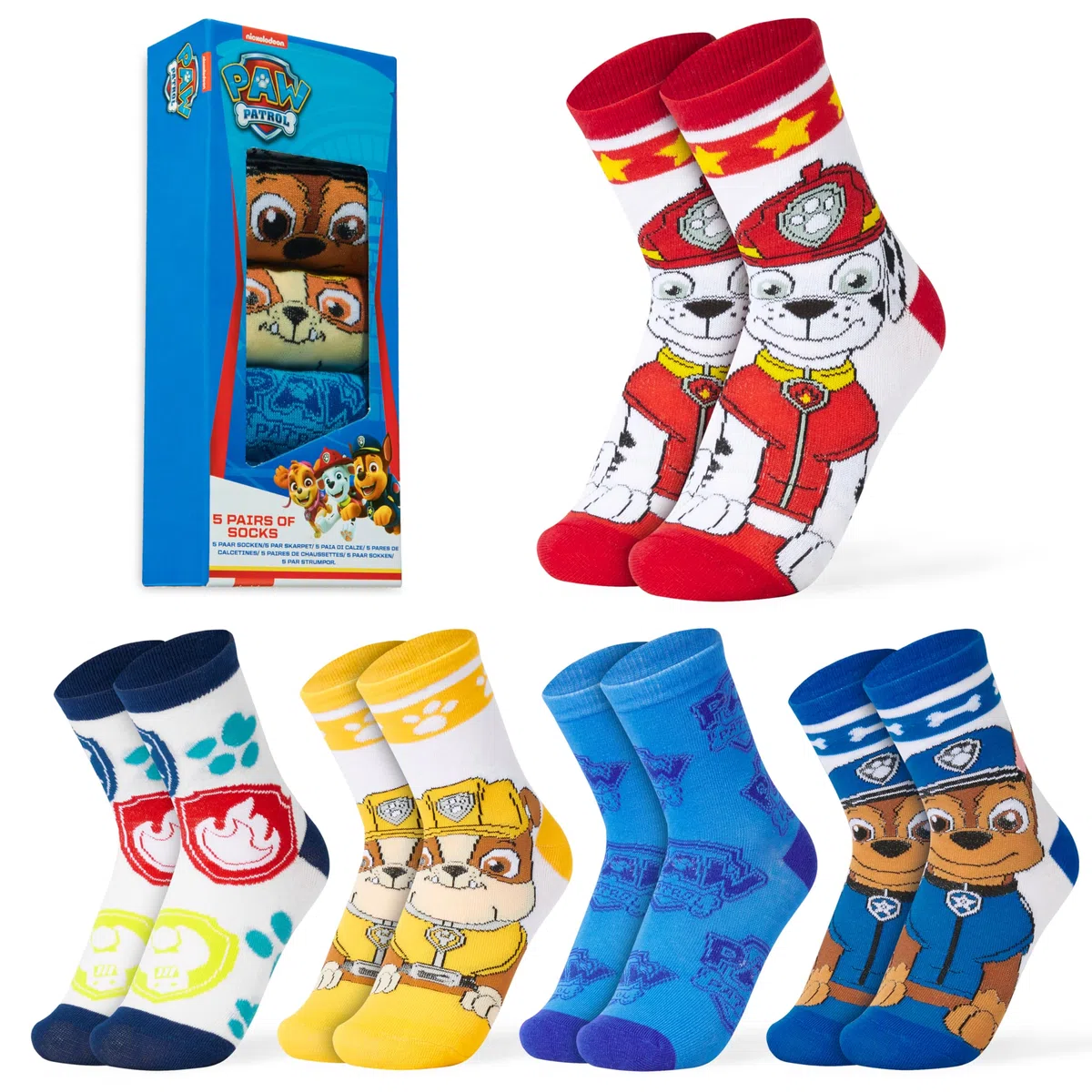 Paw Patrol Calzini Ragazzo Divertenti, Confezione da 5 Calze Bambino Morbido e Traspirante, Idee Regali per Bambini
