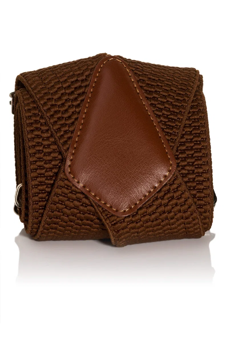 Bretelle da Uomo a Forma di X con Pelle Marrone, Extra Larghe, 5 cm