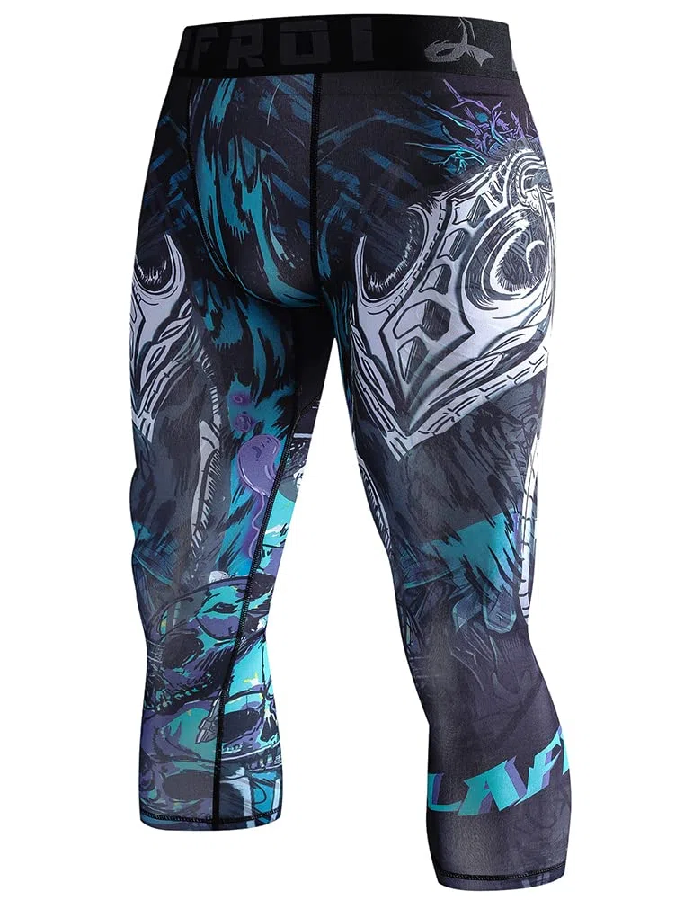 LAFROI Men's Compression Fit 3/4 Tights Leggings with Pcoket/Non-Pocket-YSK10
