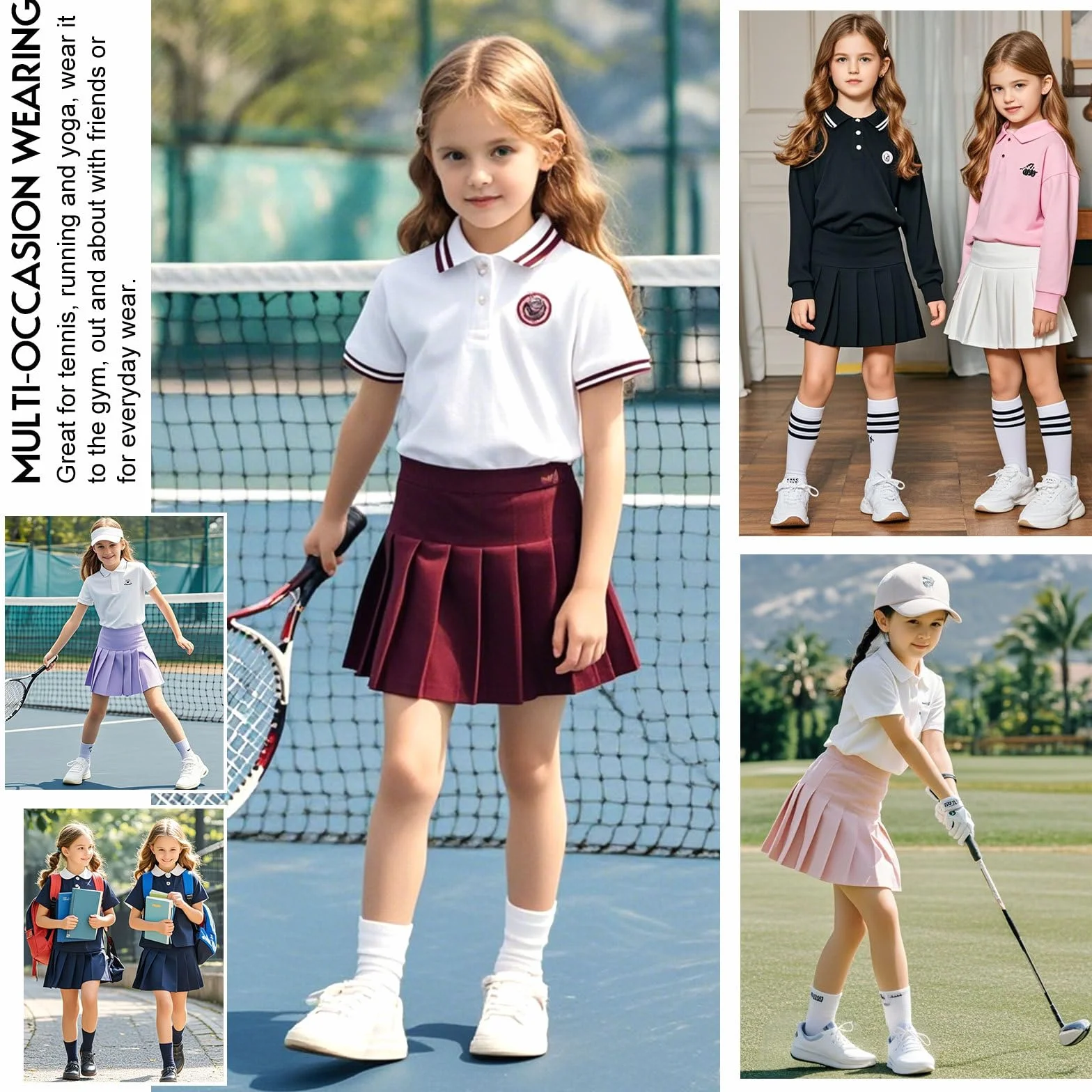 Bezioner Ragazze Gonna da Tennis, Gonna A Pieghe Sportiva con Tasche e Pantaloncini Interni,Gonna da Golf Uniforme Scolastica