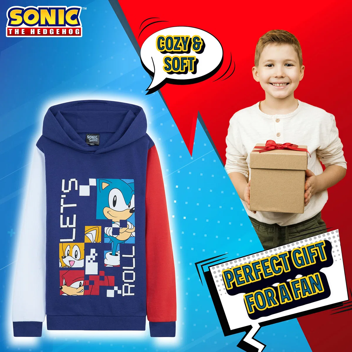 SONIC THE HEDGEHOG Felpa Bambino - Felpa con Cappuccio 4-12 Anni Felpe Ragazzo in Cotone Abbigliamento Sonic Ufficiale Regali per Gamer