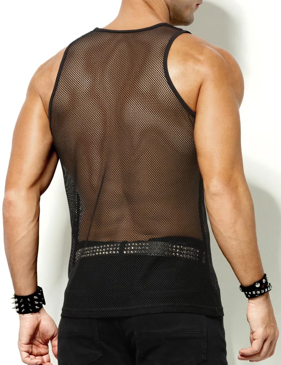 Casey Kevin Canotta in Maglia da Uomo Trasparente Canottiera, Uomo Maglietta a Rete Senza Maniche a Rete Muscolare Canottiere Clubwear Gym