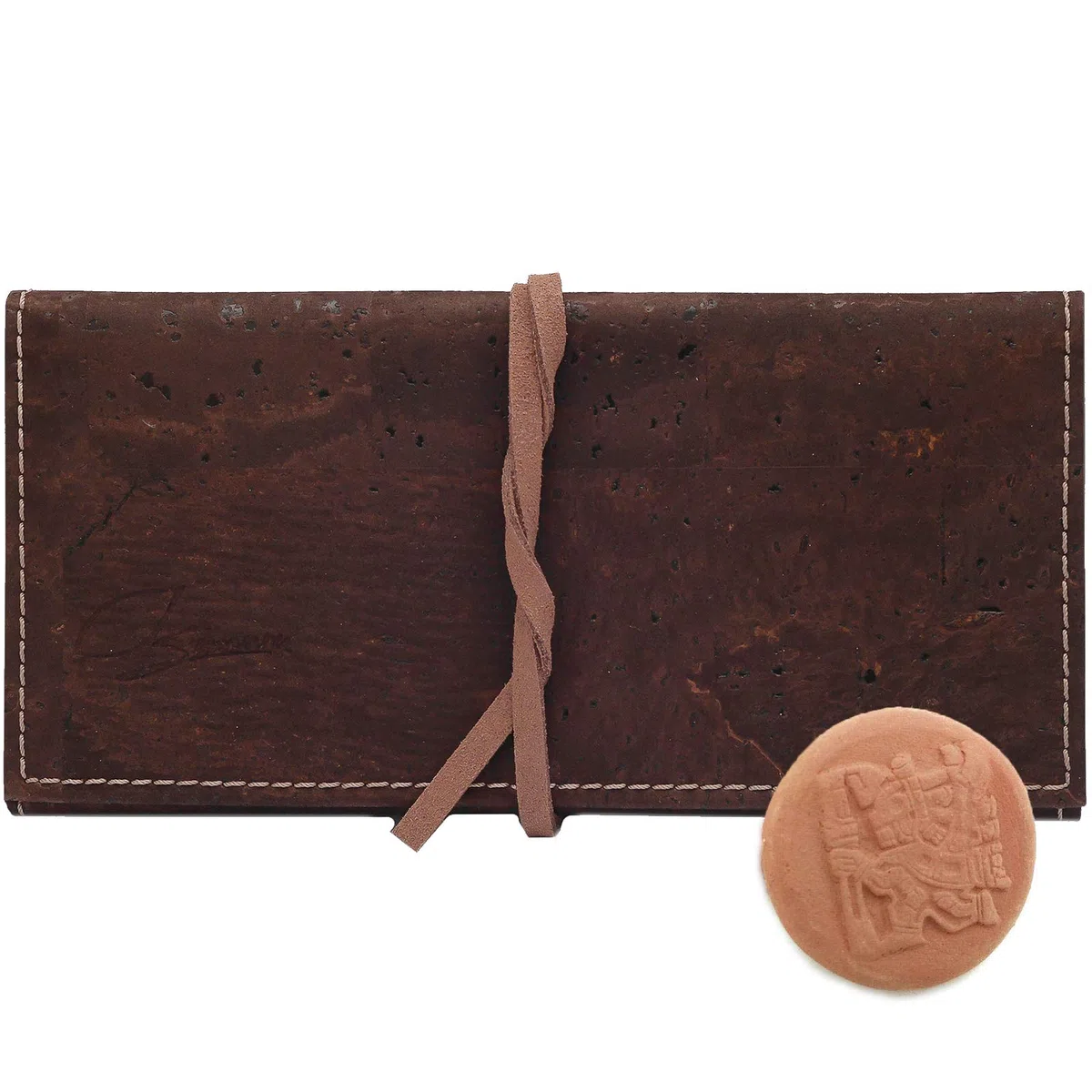 SIMARU Porta tabacco in sughero 30-40g, portatabacco con scomparto cartine, filtri e accendino, borsa porta tabacco impermeabile, sostenibile e durevole per legare (marrone)