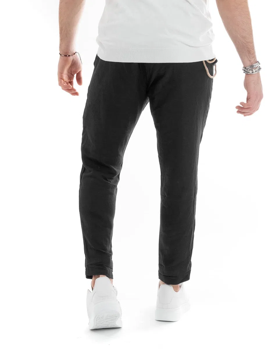 Outfit Uomo Abito Completo Lino Giacca Monopetto Pantalone Classico Tinta Unita Taschino a Pochette