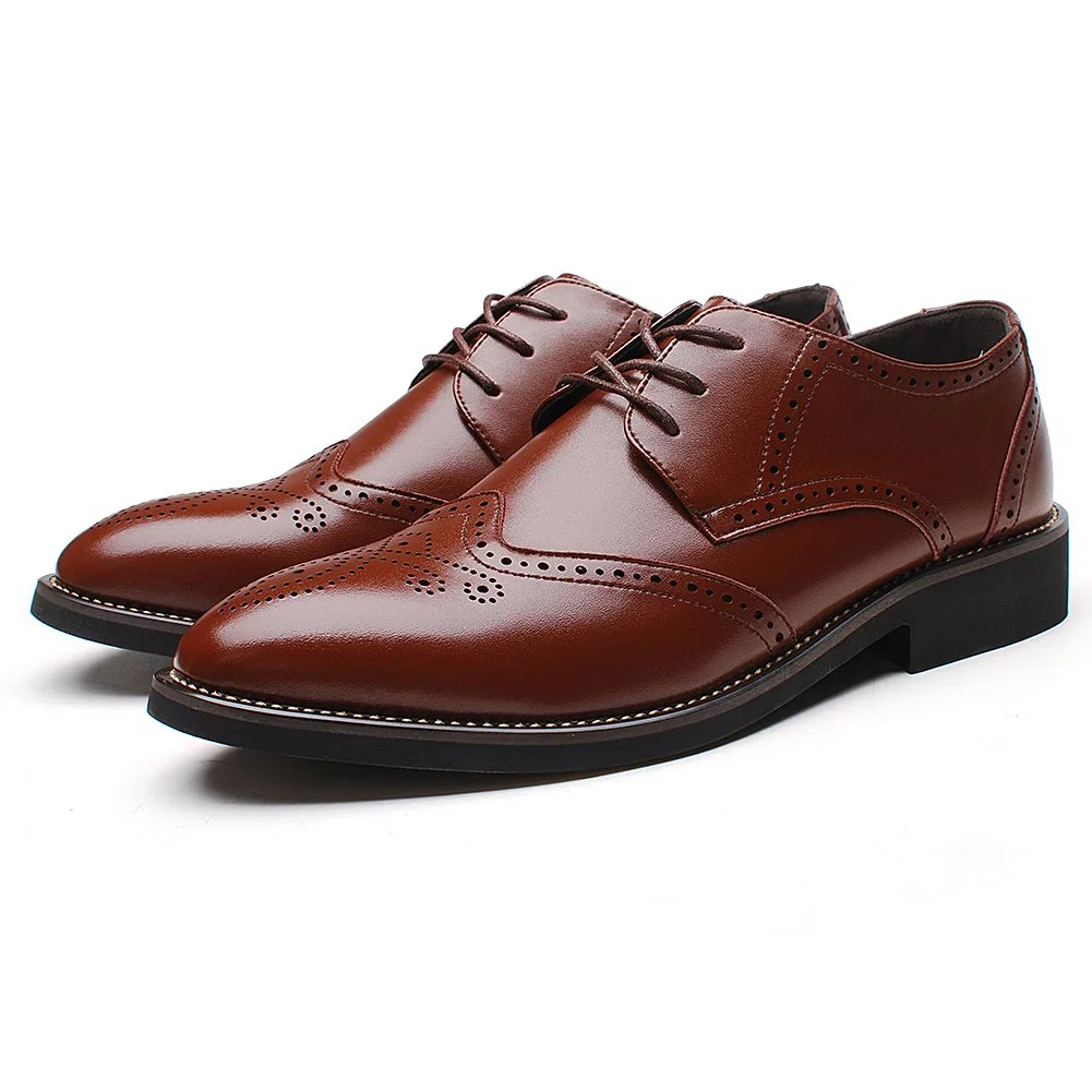 ANUFER Uomo Inteligente Nozze Brogues Punta Allacciare Formale attività Commerciale Scarpe da Sera