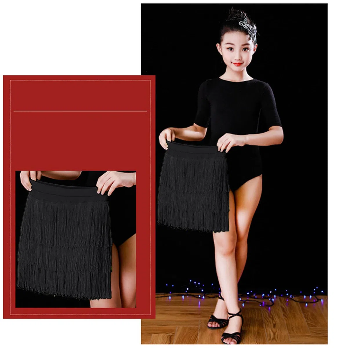 Vestito Latino Americano Bambina Gonna da Ballo con Nappe per Bambina Gonna da Ballo con Frange A Strati Mini Gonne Invernali Gonne Latino Americano Bambine Vestito Carnevale Bambine