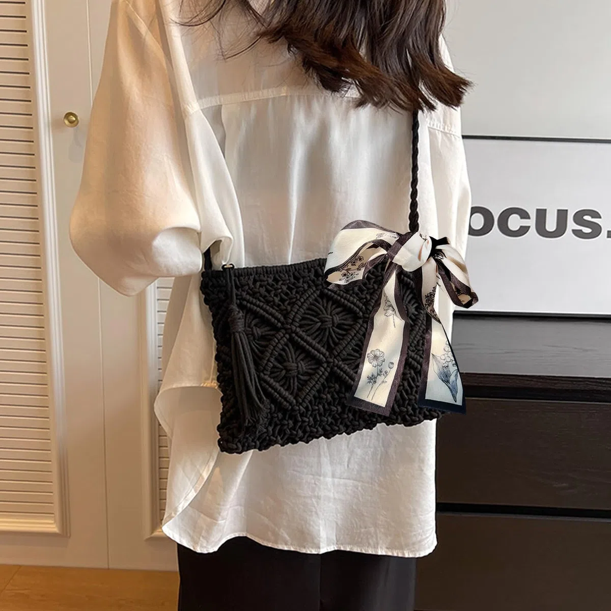 Borsa a Tracolla da Spiaggia Estiva, Borsa a Tracolla da Donna in Paglia, Tracollas in Stile Bohémien Estivo, Borsetta Donna di Vacanza Casual