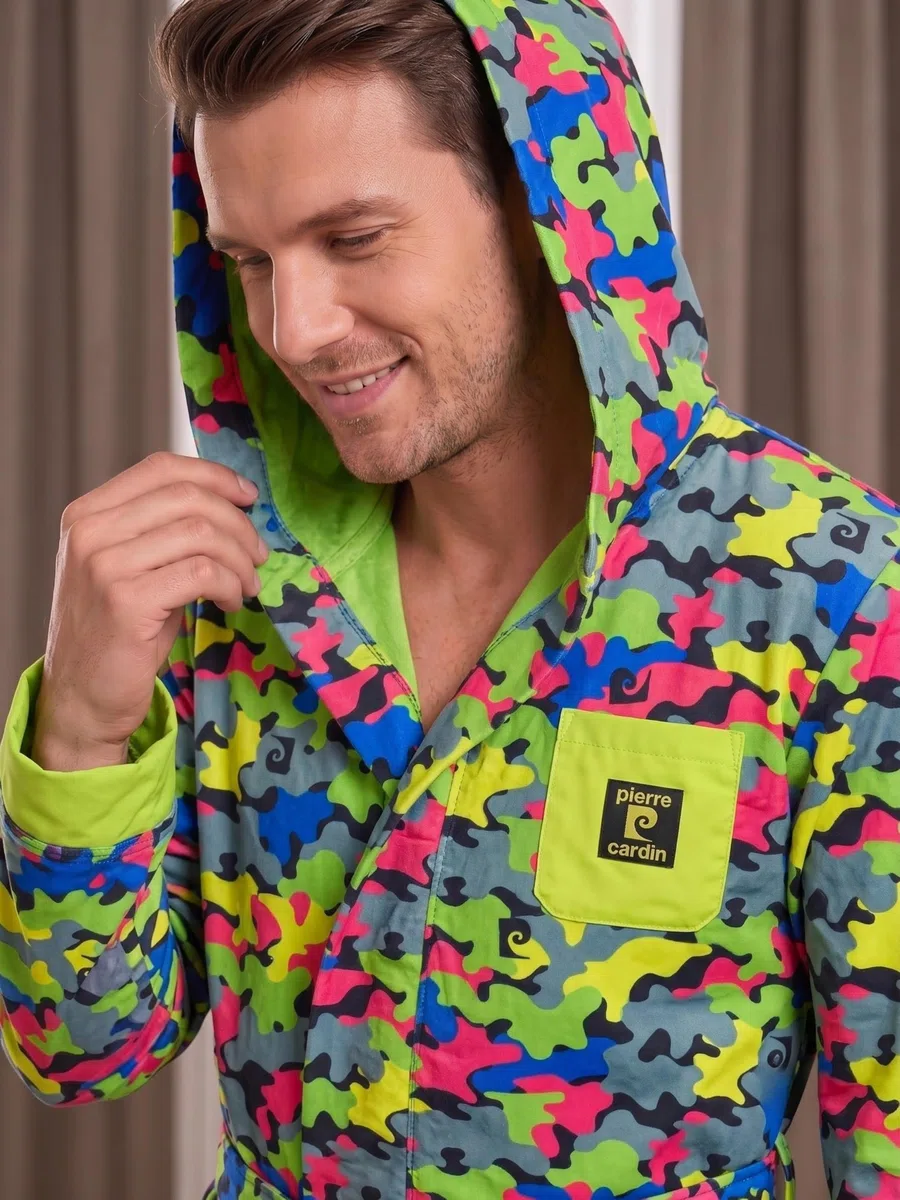 o-day Pierre Cardin Accappatoio Uomo Microfibra Leggero Salvaspazio con Manica a Risvolto Cappuccio e Cintura M-XXL