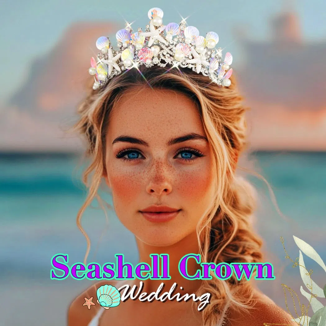 Costume da sirena fascia stelle marine perline tiara e corona argento Festival Sparkly Shell accessori per capelli per le donne