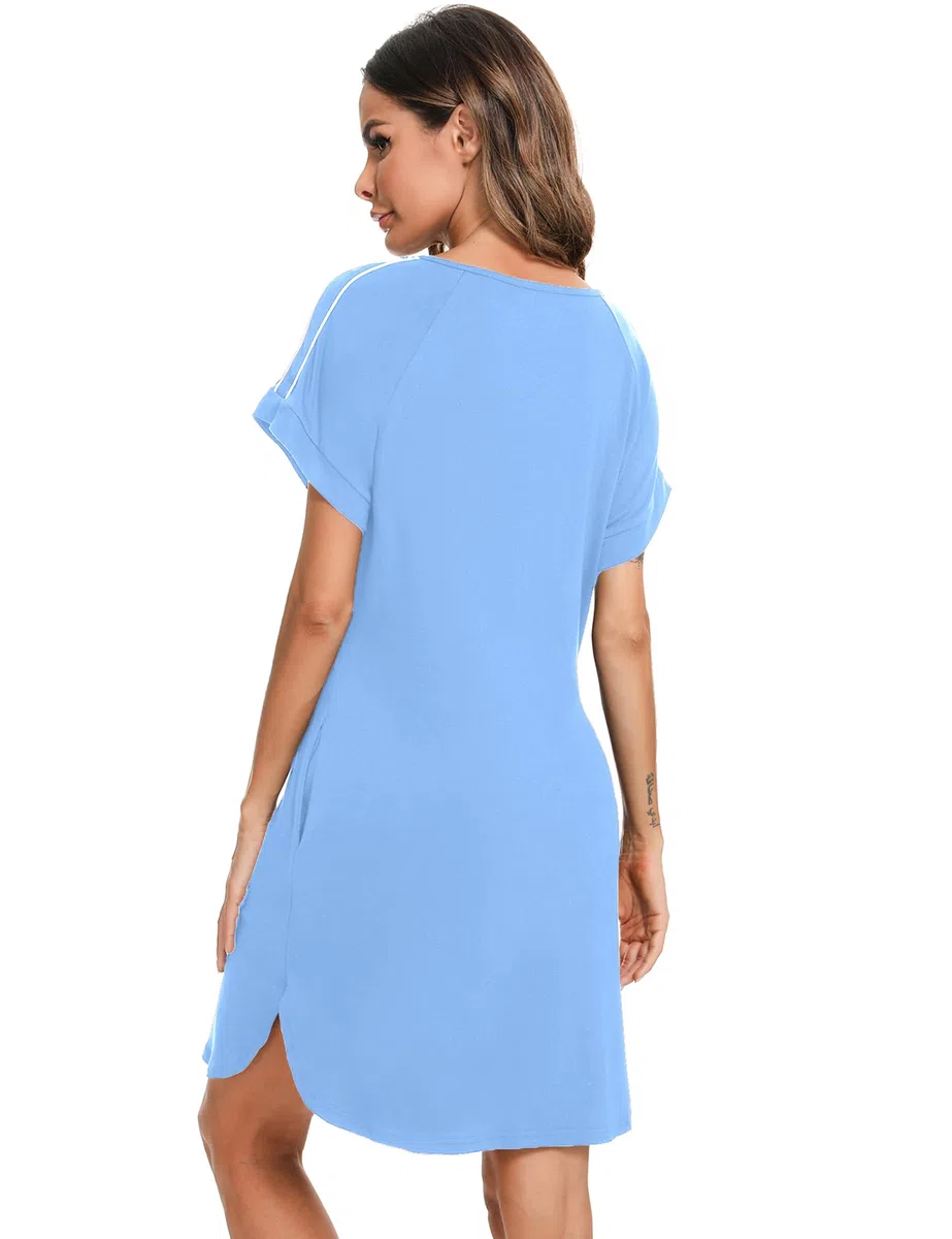 iClosam Camicia da Notte Donna Premaman Cotone Camicia da Notte Parto Ospedale con Bottoni Pigiama Donna maternità Manica Corta Sciolto Confortevole
