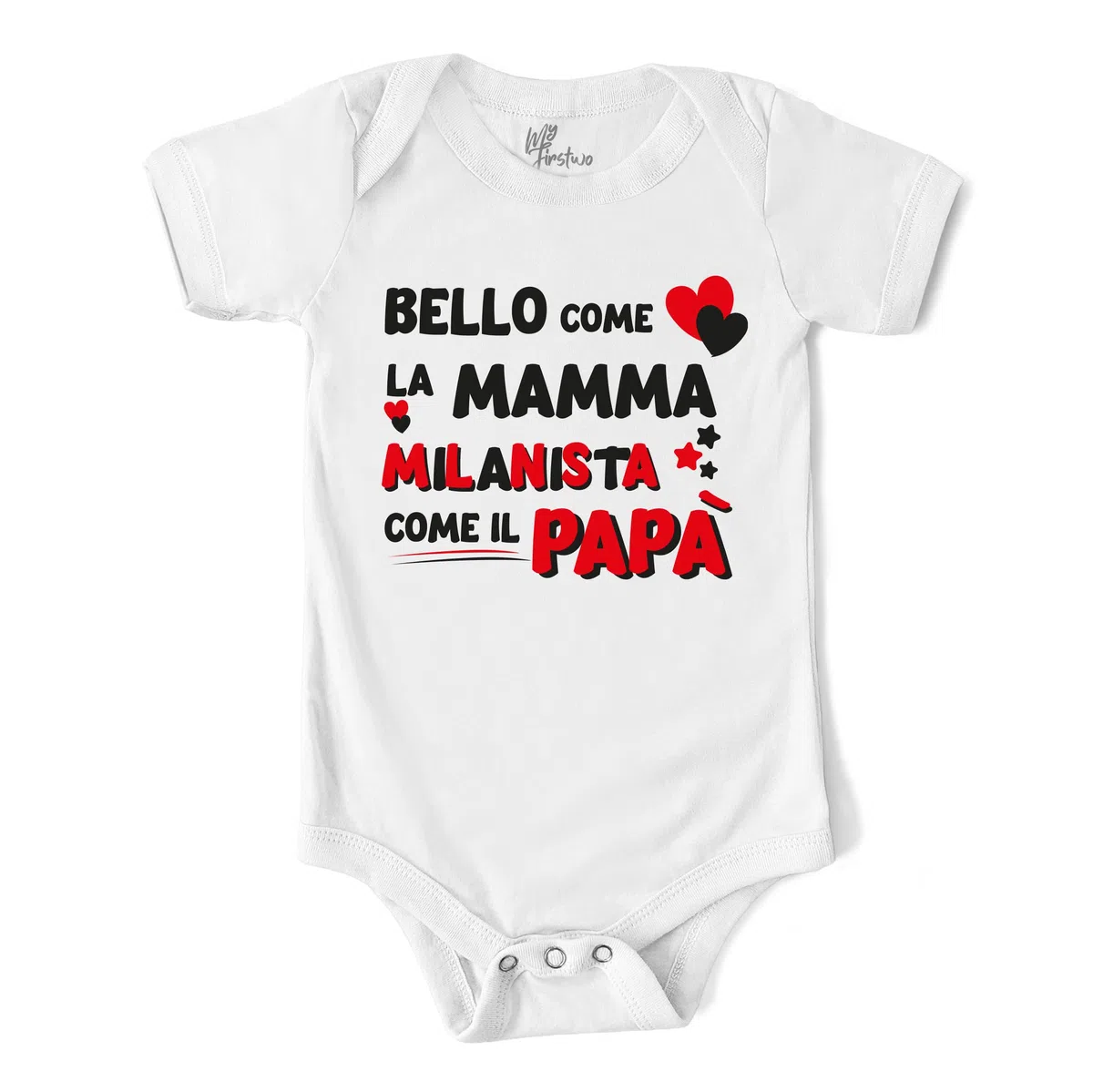 Body Neonato Bello come la Mamma Milanista come il Papà – Body Divertente Manica Corta Bimbo 100% Cotone Morbido e Traspirante – Simpatica Idea Regalo Baby Shower