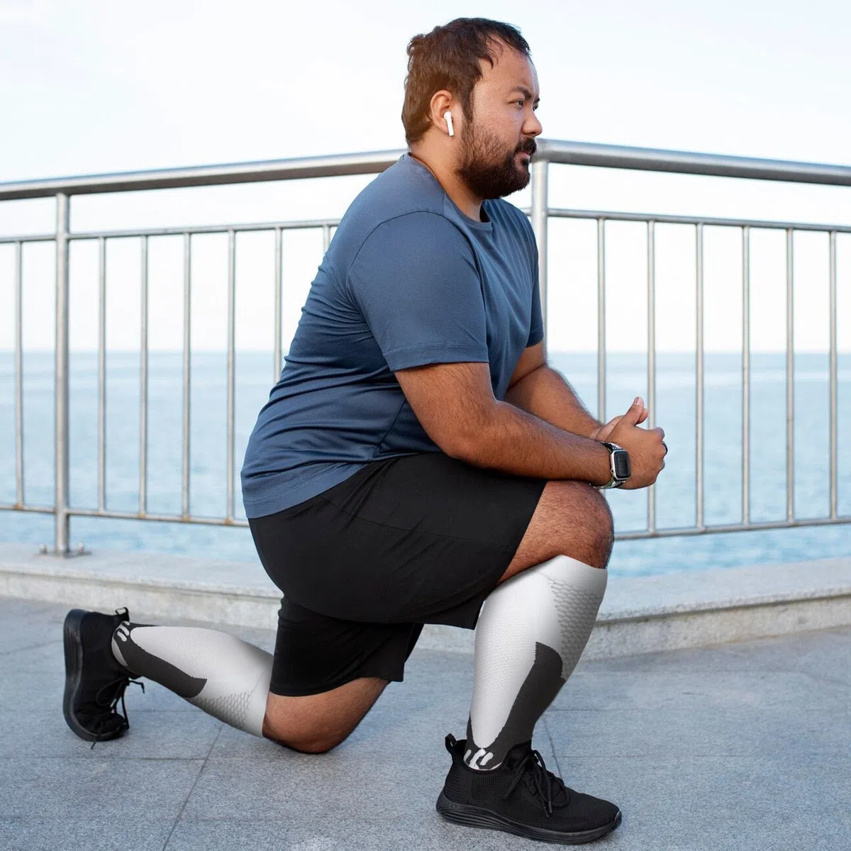 LEOSTEP 2XL-5XL Plus Size Calzino di compressione per uomini e donne Largo vitello (3 coppie) tubo lungo antiscivolo ideale per corsa, ciclismo, escursionismo Calzine di viaggio