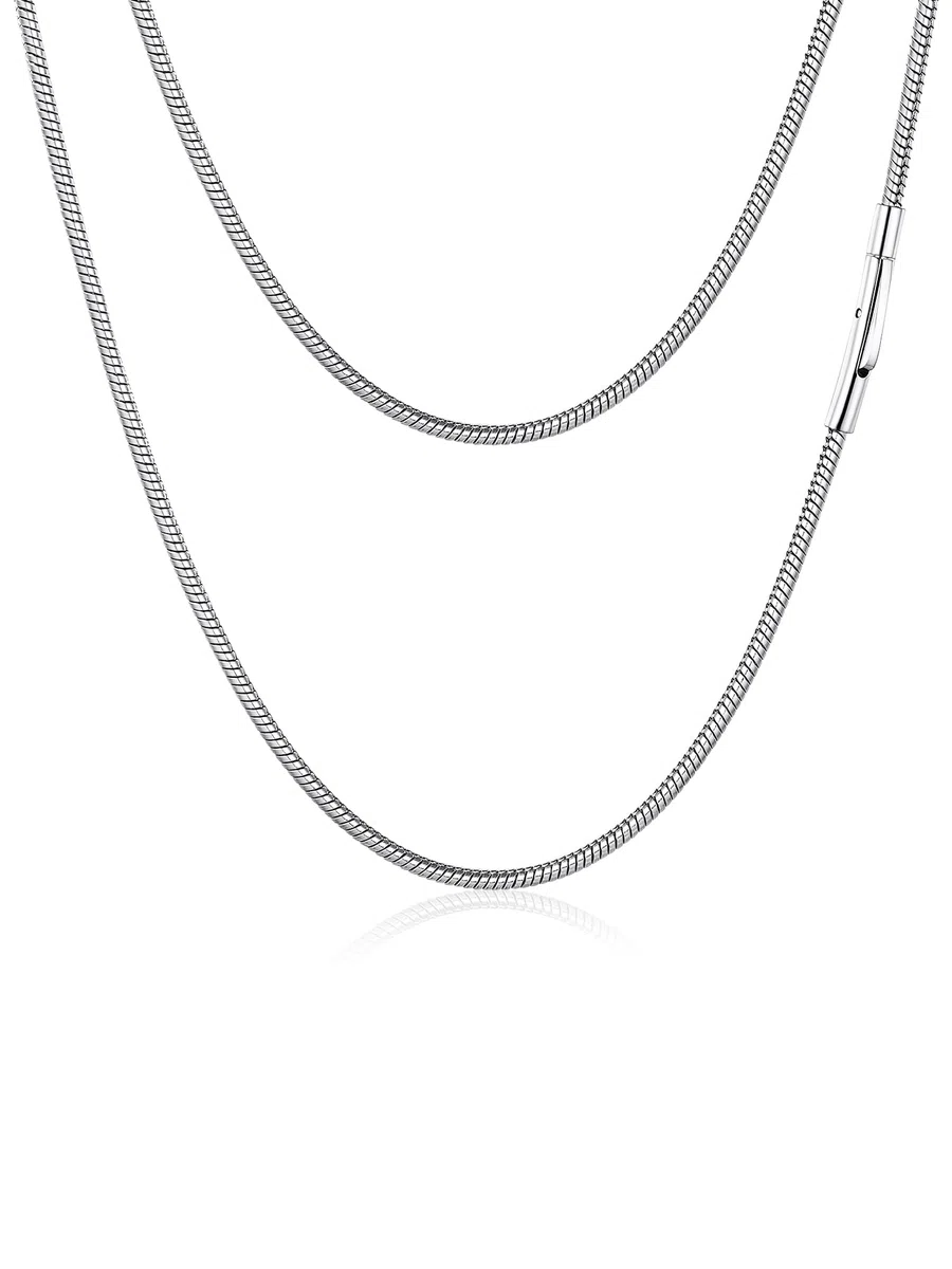 PROSTEEL Collana Serpente 2MM 16-30 Pollici Collana Uomo Acciaio Donna Argento Serpentina Agile Catenina Versatile Solo o Impilato in 316L Acciaio Inox