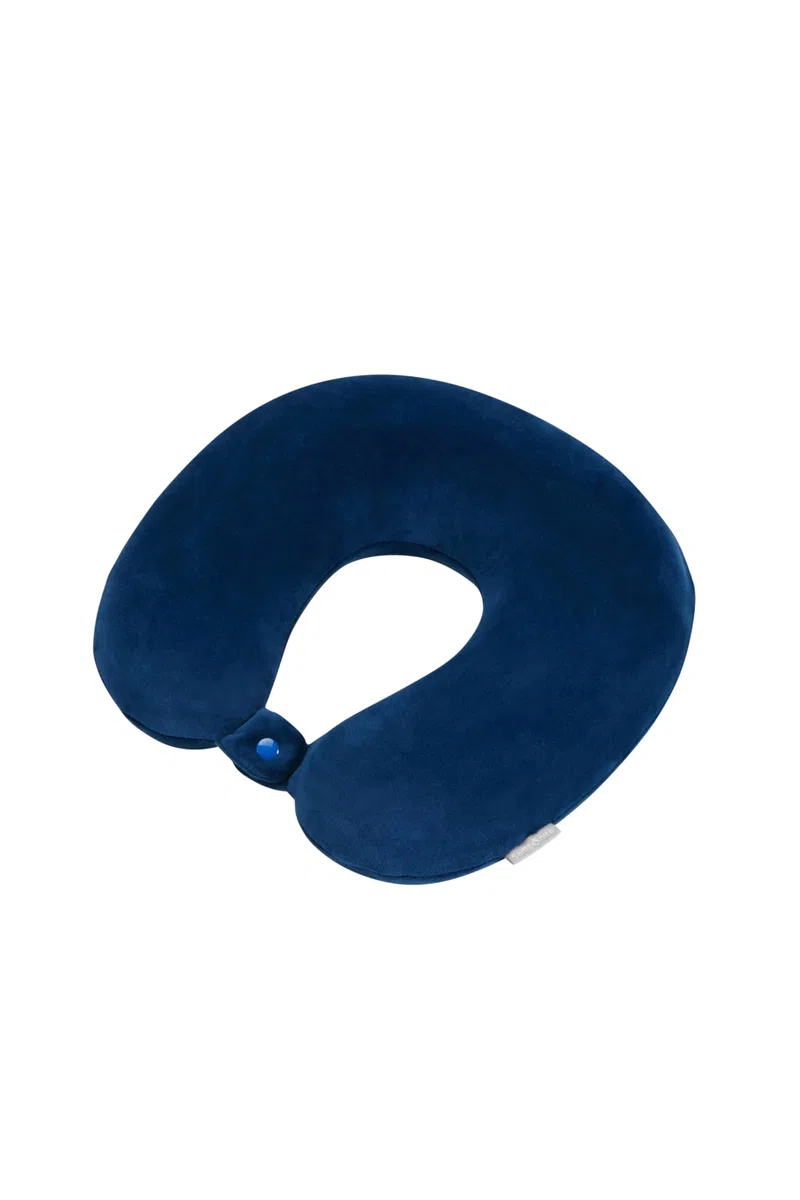 Samsonite TA Revolution – Cuscino da viaggio in memory foam, ergonomico e confortevole, cuscino da viaggio per aereo, auto e viaggi, Blu (Midnight Blue)