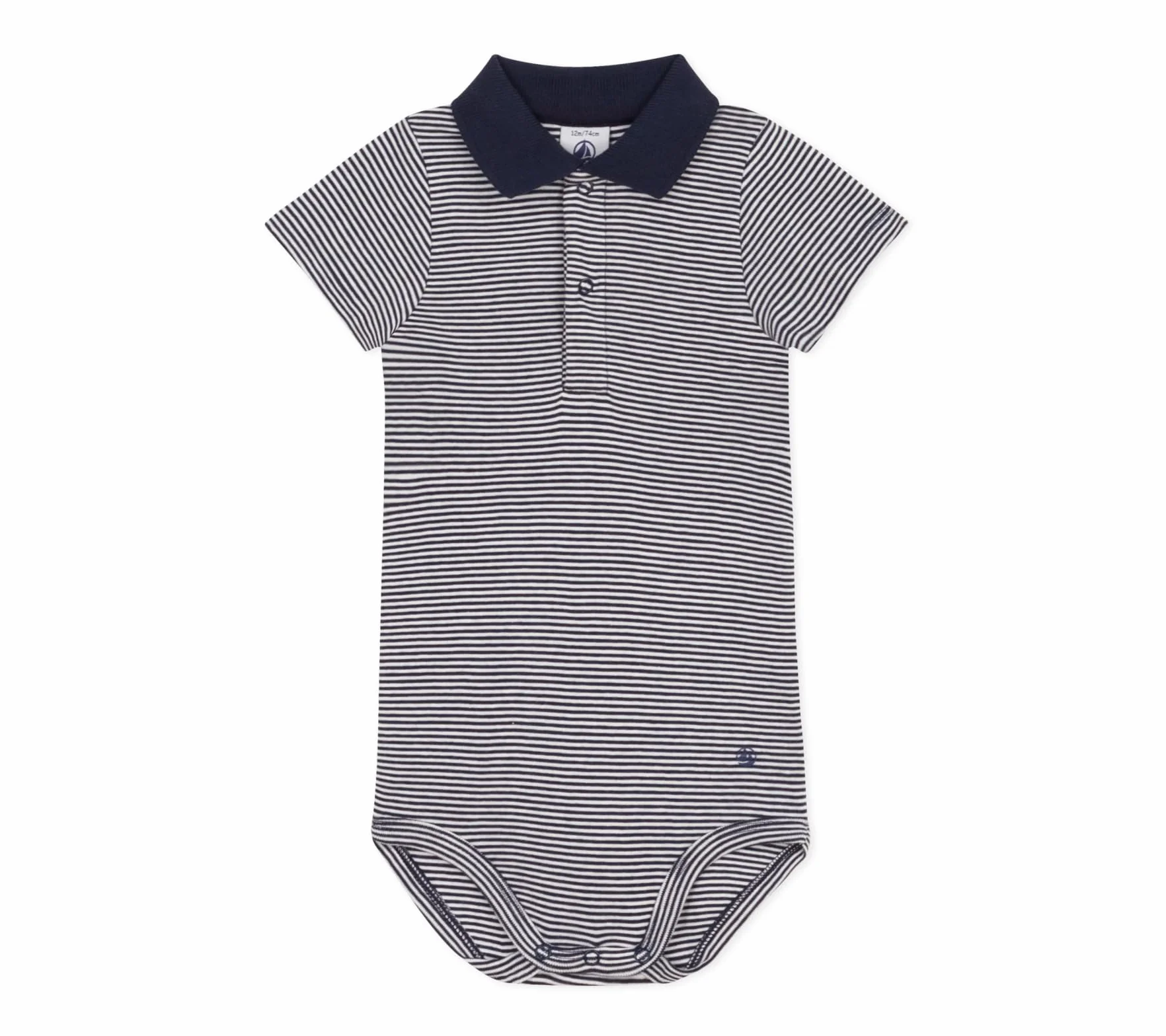 Petit Bateau A09x7 Body A Maniche Corte Con Colletto Polo Bimbo 0-24 (Pacco da 1)