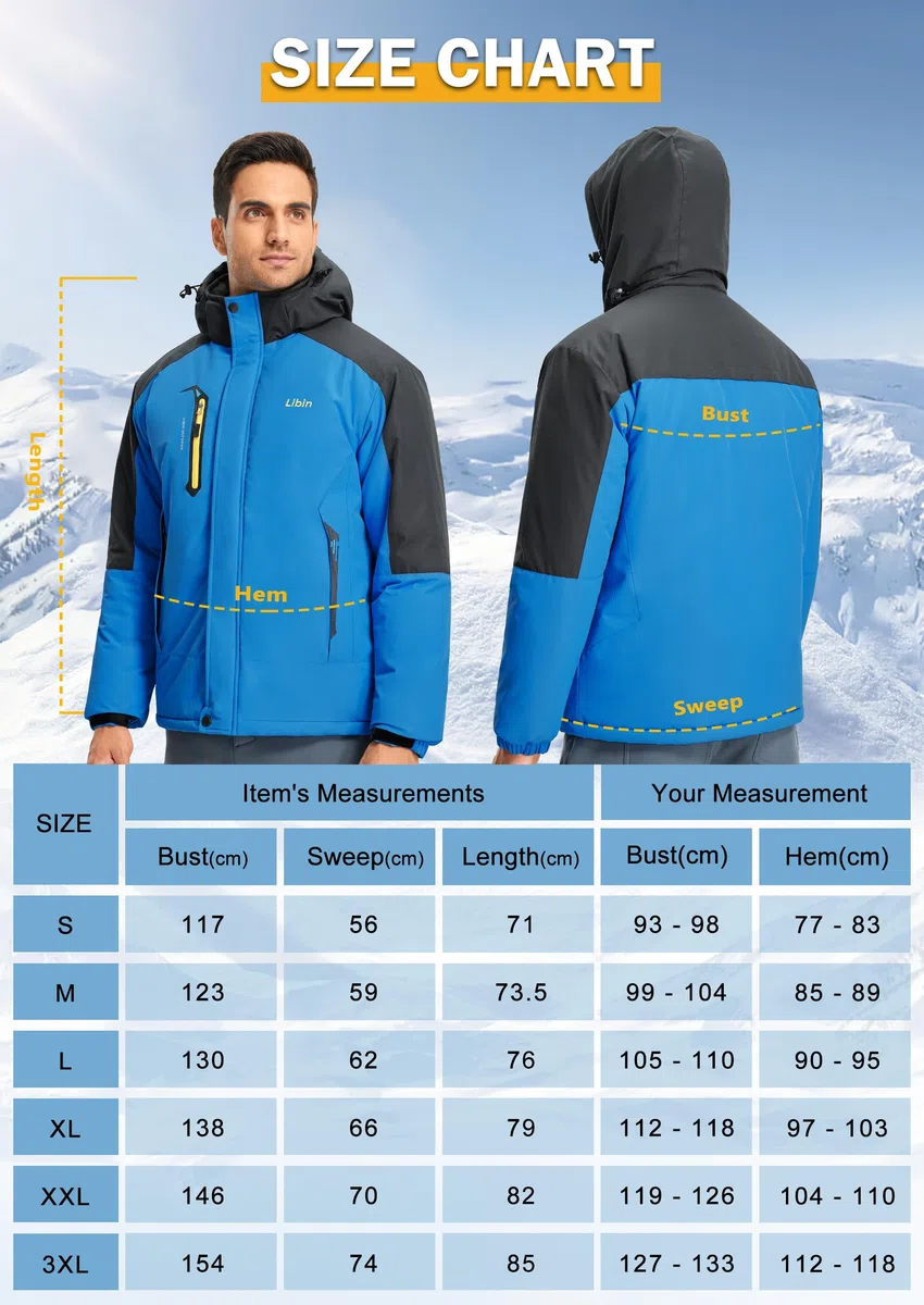 Libin Giacca da sci da uomo, calda, invernale, da snowboard, softshell per attività all'aria aperta, impermeabile, traspirante, da trekking, snowboard, da uomo, da montagna