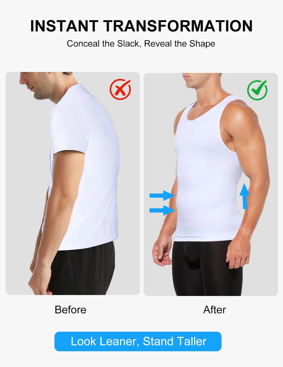 Casey Kevin Canotta Compressione Uomo Contenitiva Canottiera Dimagrante Uomo Snellente Fitness Canottiera Shapewear Fascia Pancia Canottiera