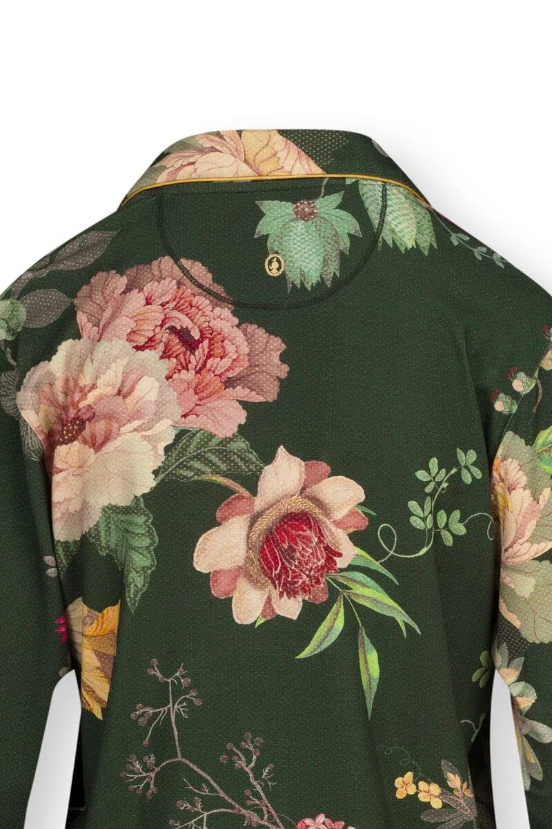 PIP Studio Top a maniche lunghe Flos Tokyo Bouquet | verde scuro - S