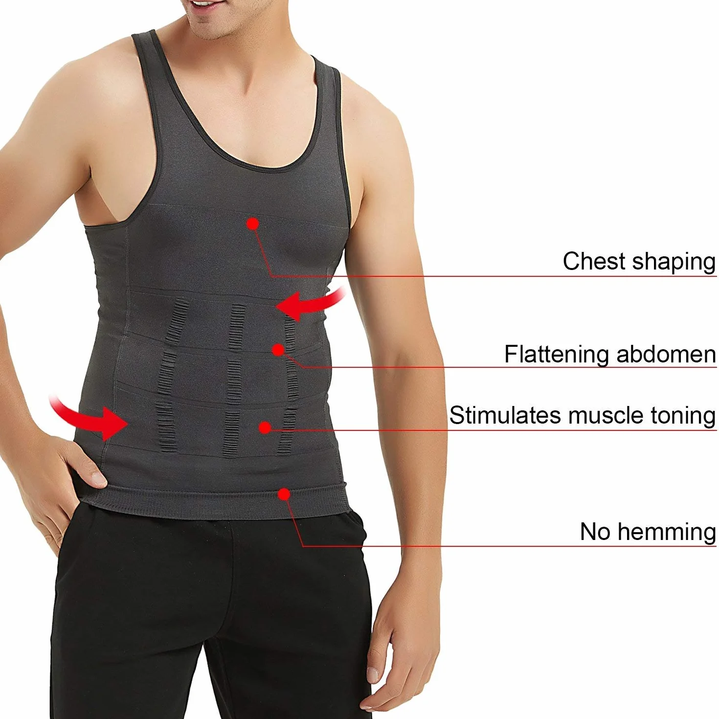 Canotta snellente da uomo, contenitiva, a compressione muscolare, Blu, XL