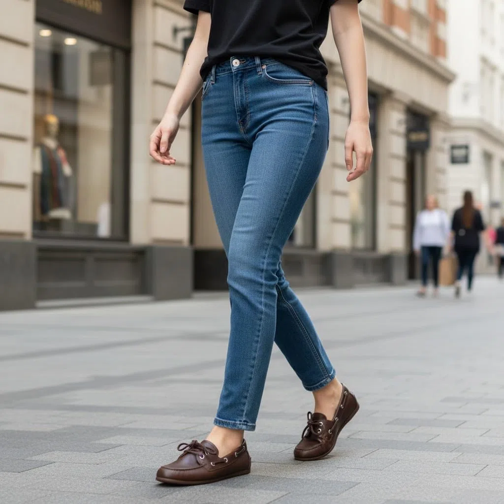 CUSHIONAIRE Anchor - Scarpe da Nautico Leggere da Donna, Mocassini Senza Lacci con Motivo Nautico, Larghezza Disponibile