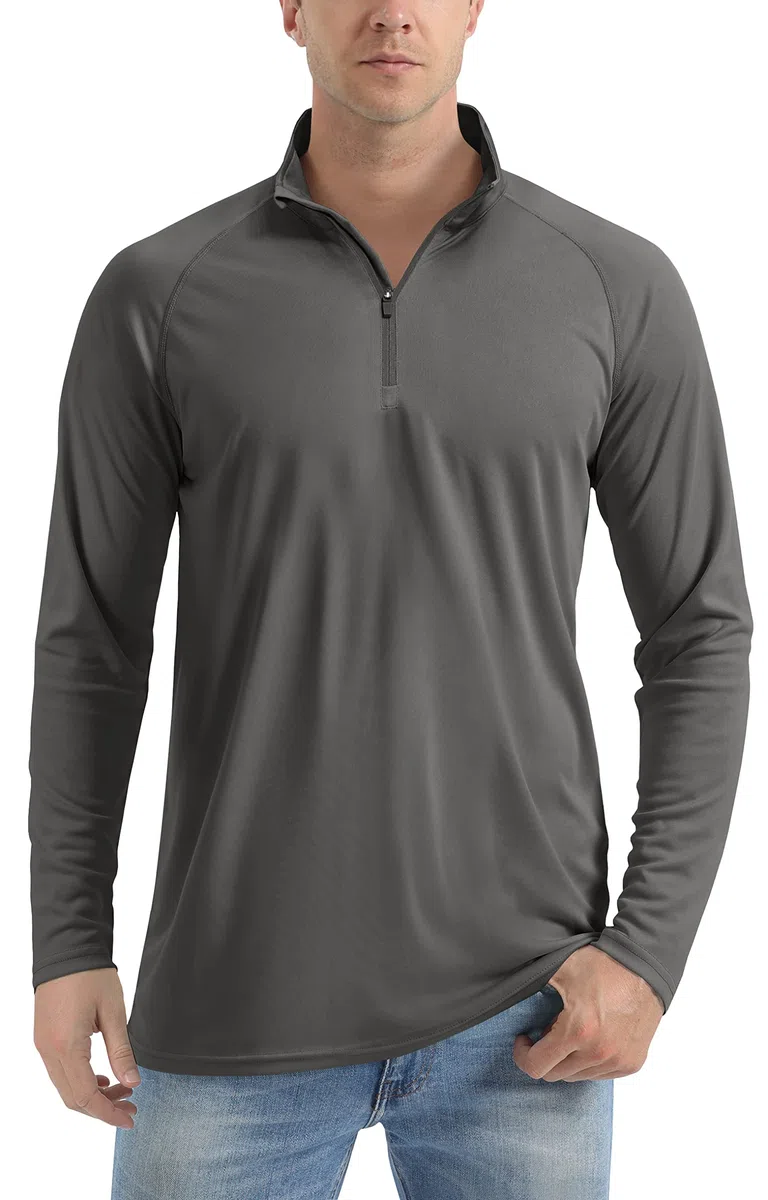 TACVASEN Uomo Cerniera 1/4 Shirts Crema Solare UPF 50+ Maniche Lunghe
