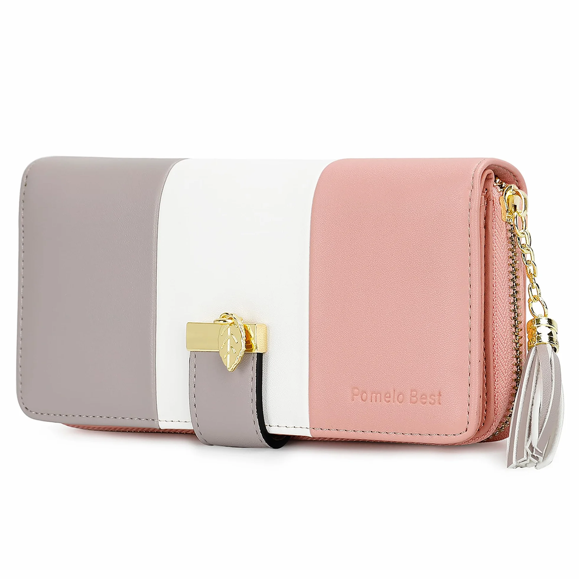 Pomelo Best Portafoglio Donna in Pelle Cerniera Lungo con Pendente e Portamonete Chiusura con Cerniera