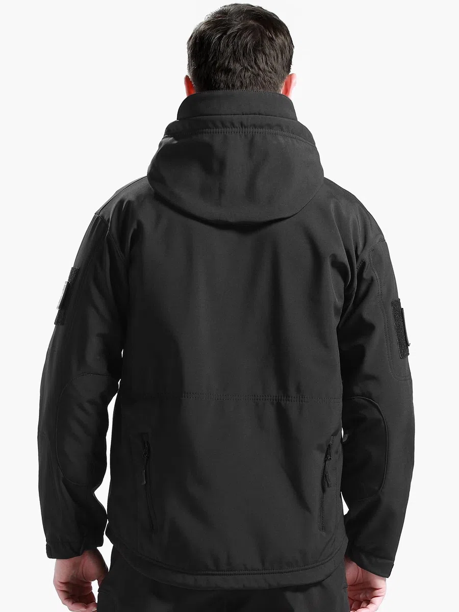 FREE SOLDIER Giacca Softshell Giacche Militari Softshell da Uomo Fodera in Pile da Esterno Giacca Antivento Impermeabile con Cappuccio Giacche tattiche Calde Multitasche per Escursioni di Caccia Uomo
