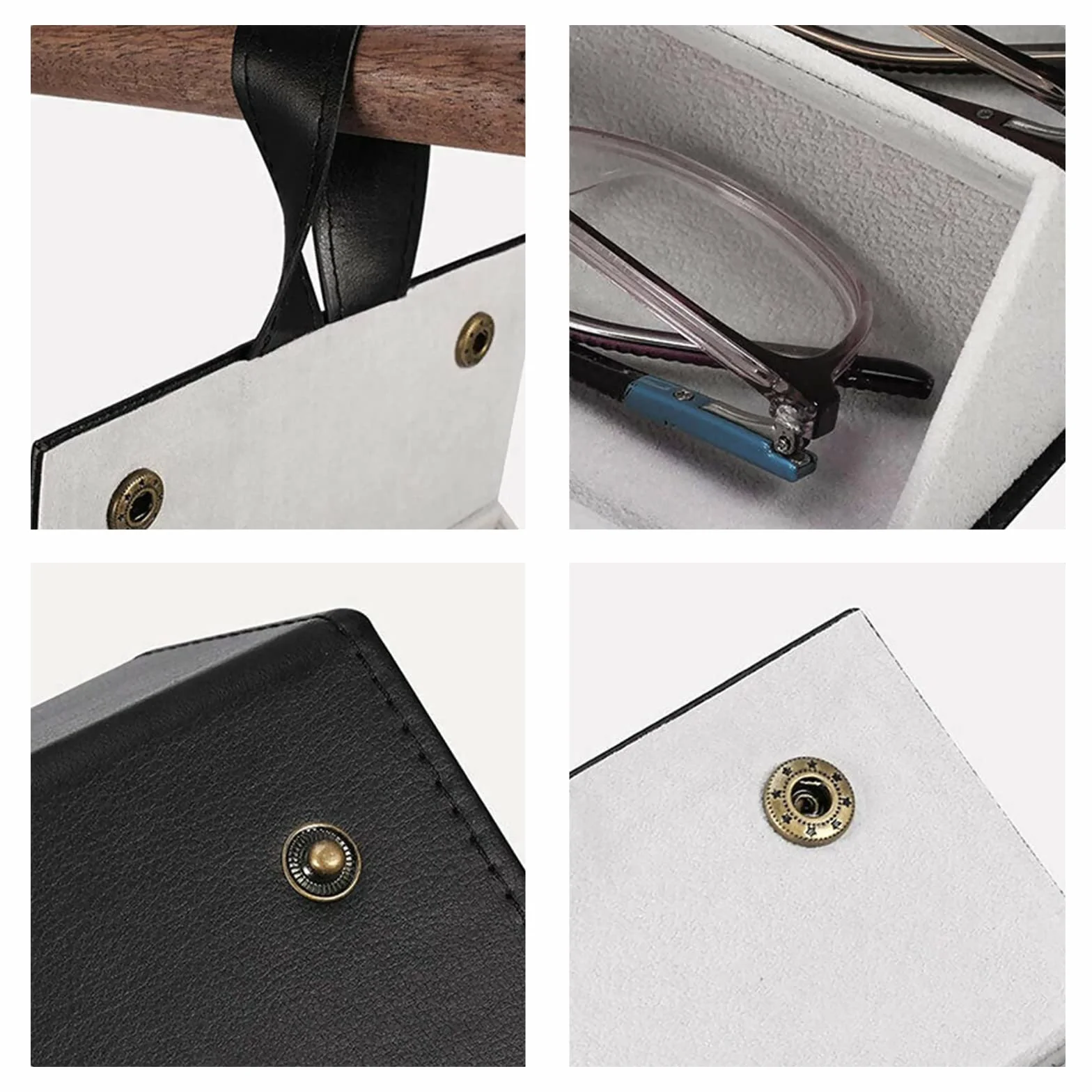 Scatola Portaoggetti Occhiali da Sole, Scatola Portaoggetti Occhiali 6 Scomparti Organizzatore per Occhiali Sole Custodia Occhiali in Pelle Occhiali Organizer da Viaggio (Nero)