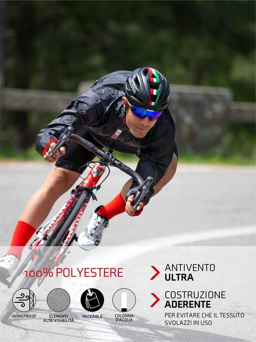 BIOTEX Mantellina X-Light Unisex Antivento e Traspirante, Giacca Traspirante e Ripiegabile per Ciclismo e Running