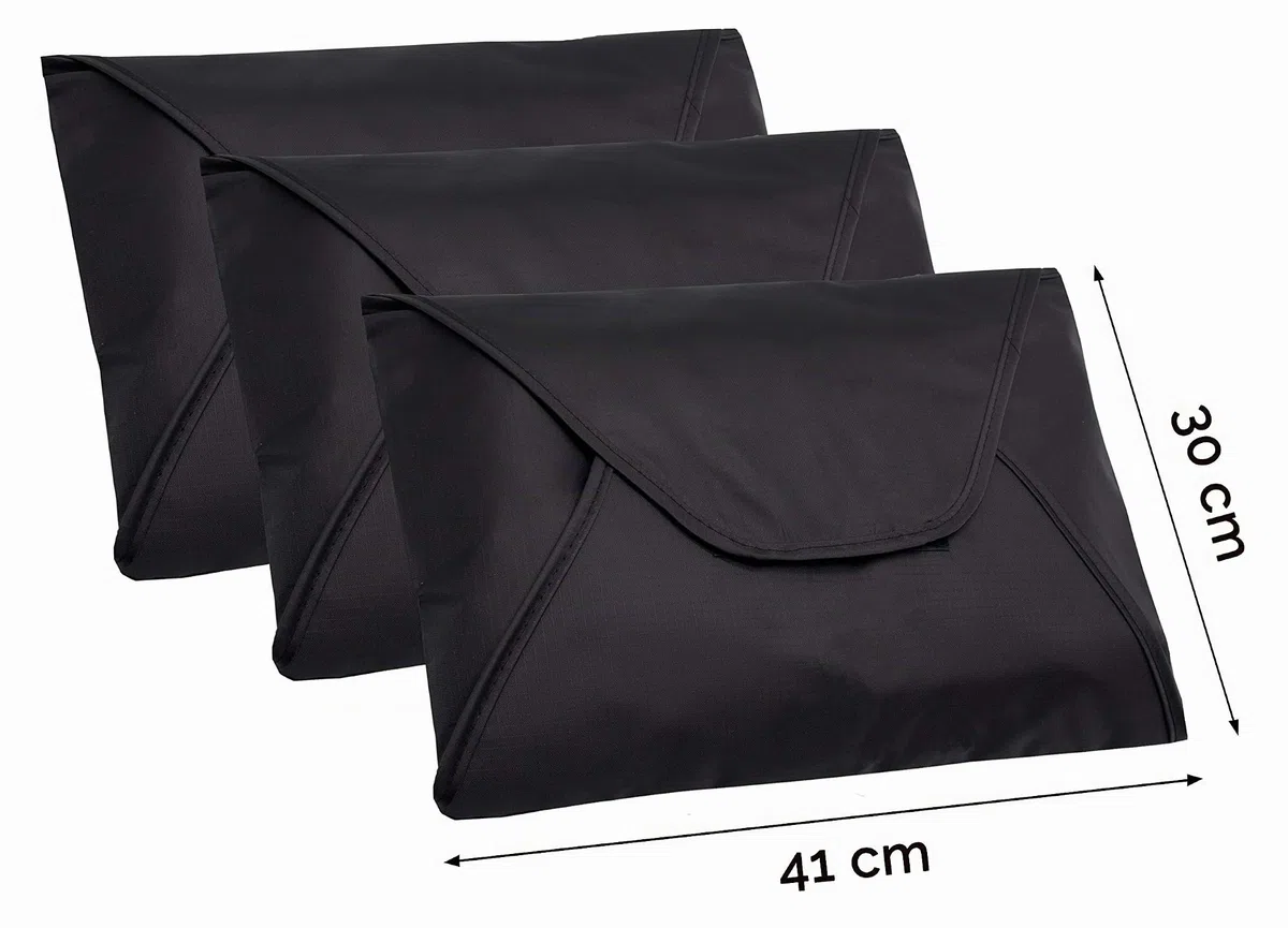 Zollner set di 3 pezzi custodia da viaggio per camicie, 41x30 cm, nero