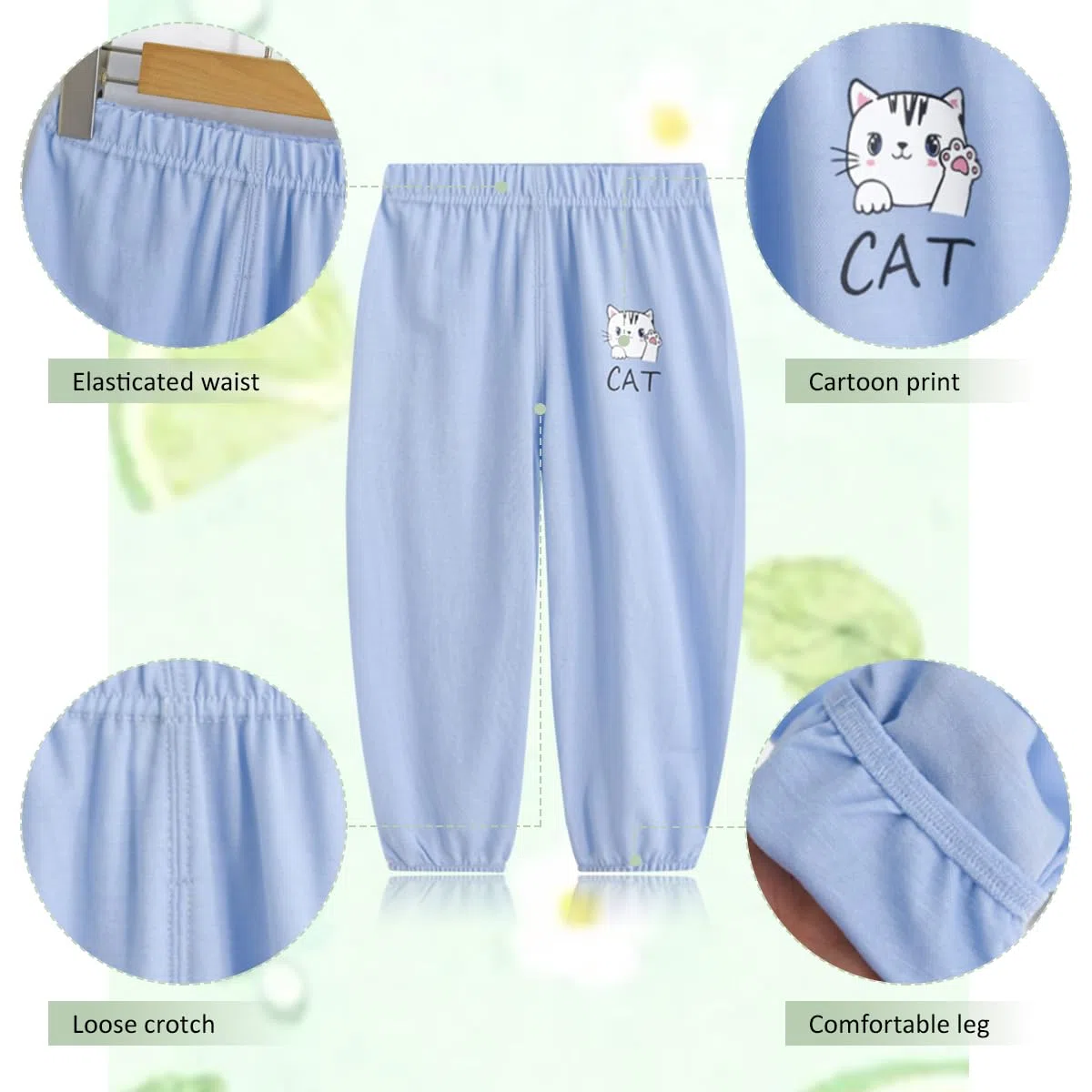 Confezione da 4 Pantaloni Lunghi Leggeri per Neonati Cotone Bambini Ragazze Ragazzi Bloomers Pantaloni Estate Firm Jogging Bottoms Casual Elastici Pantaloni Estate