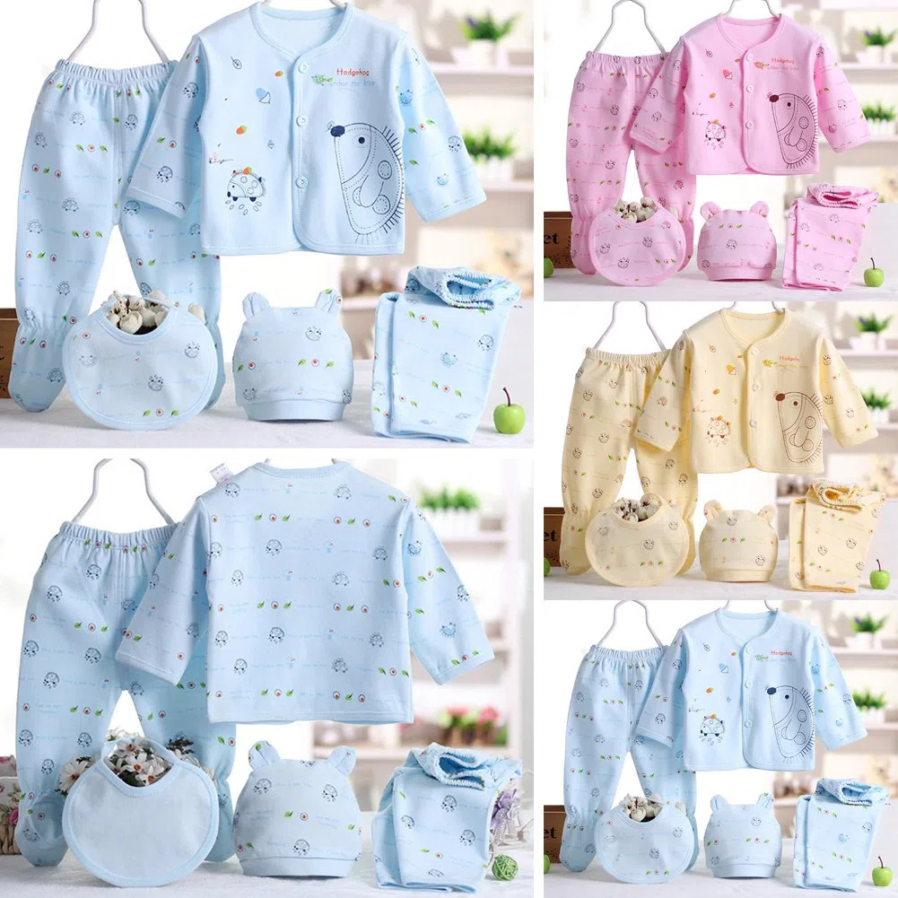 Gajaous 5PCS Neonato 0-3M Ragazzi Ragazze Bambino Cotone Crescere Abbigliamento Set Cappello Pantaloni Completo Playsuit Outfit