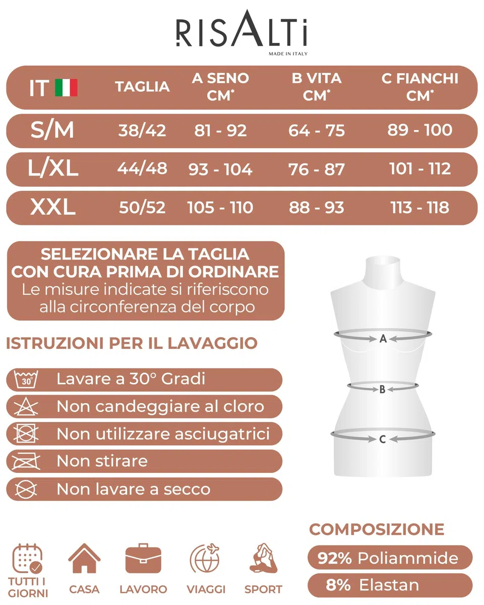 Risalti Pancera Contenitiva Donna Short 2 Pz – Guaina Contenitiva Donna Senza Cuciture ed Etichette, Pantaloncino Contenitivo Ventre Piatto, Intimo Modellante in Microfibra – Made in Italy