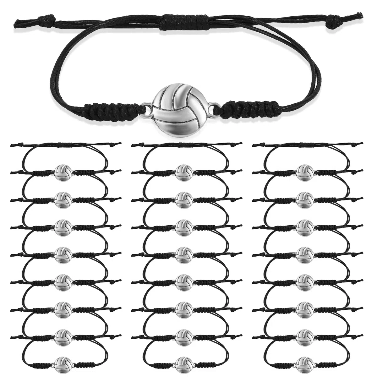 SAVITA 24 Pezzi Bracciale Pallavolo, Corda Intrecciata Bracciale con Ciondoli Pallavolo Regolabile con Decorazione Ciondolo Pallavolo, Regali per Ragazze Adolescenti Ragazzi Donne Uomini Giocatori
