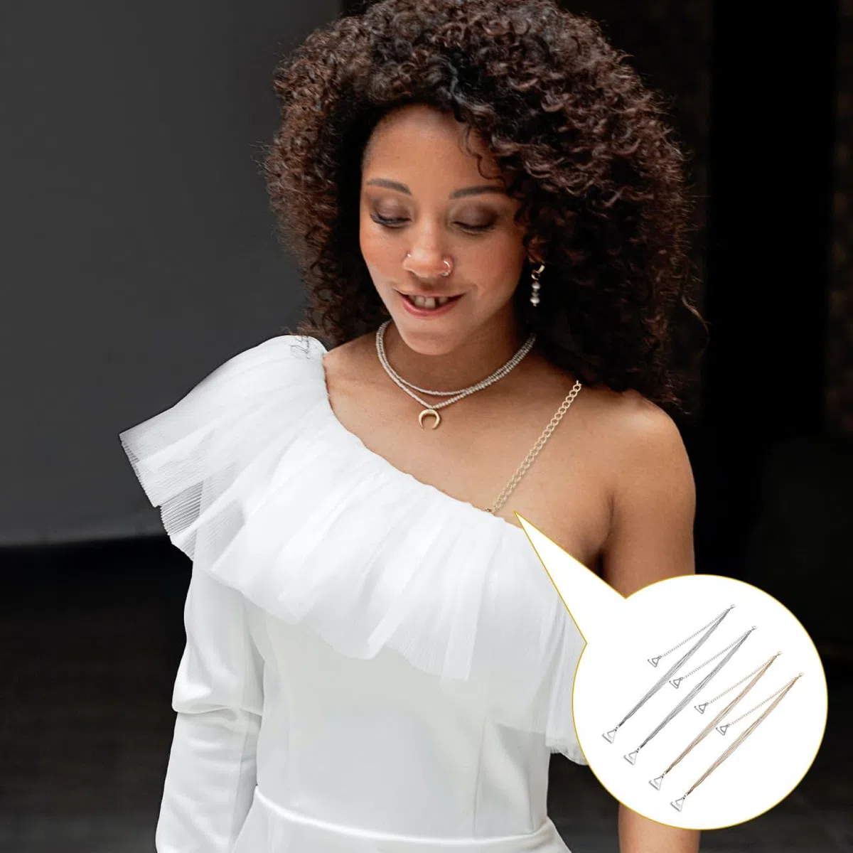VALICLUD Cinghie Reggiseni Regolabile Con Perline 2 Paia Spallacci In Metallo Per Le Signore Eleganti Accessori Per Matrimonio E Vestiti Senza Spalla 1.8 cm Larghezza Oro E Argento